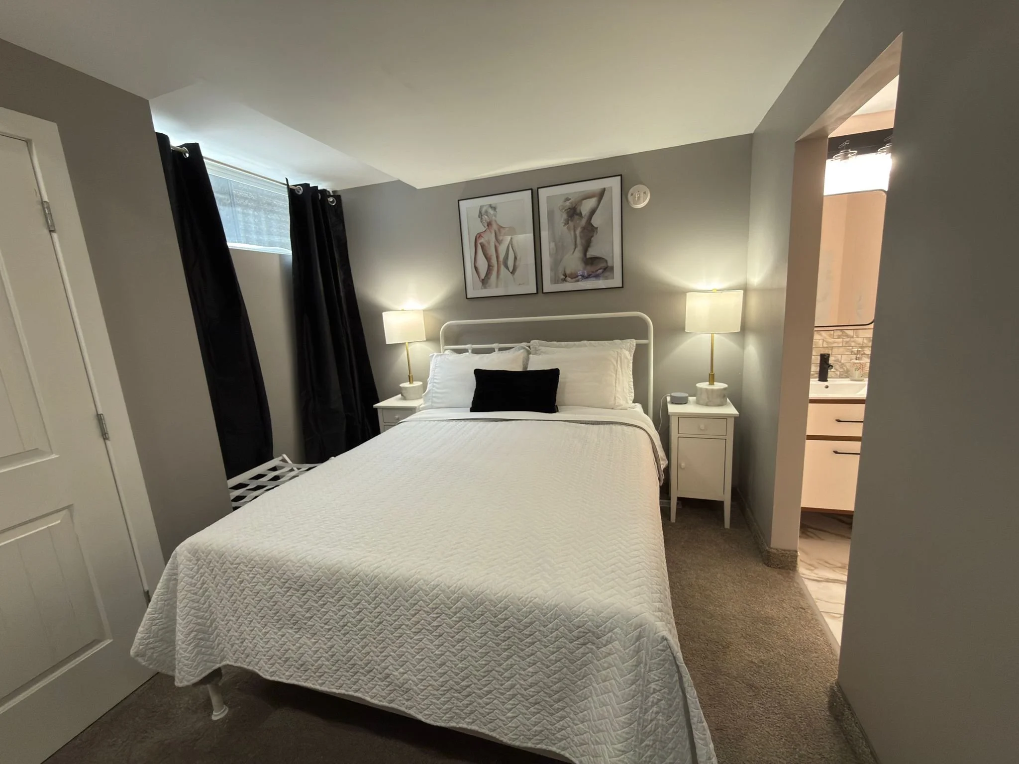 Queen bedroom with private 3 piece bathroom