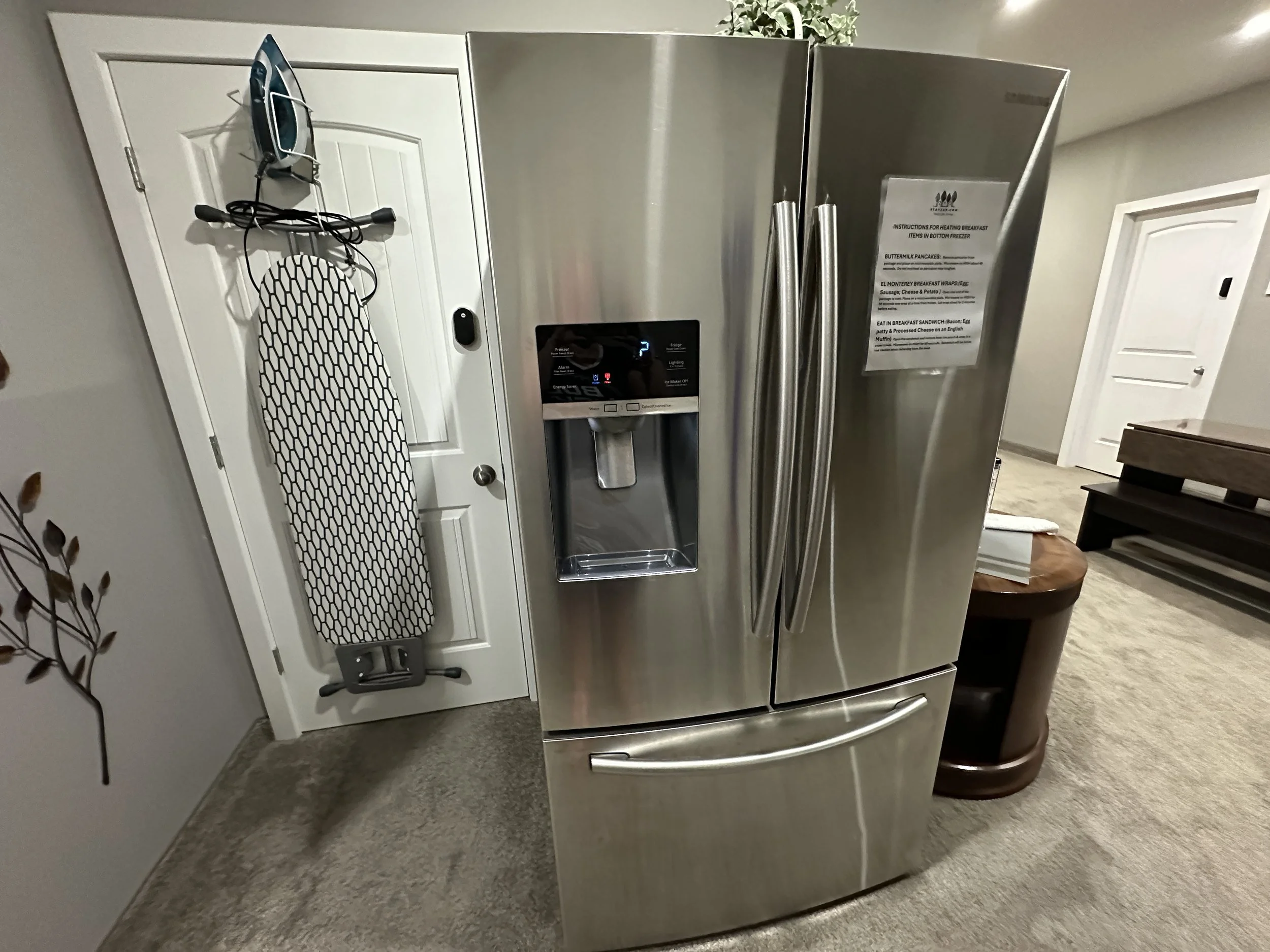 Iron and Ironing Board and Shared Fridge