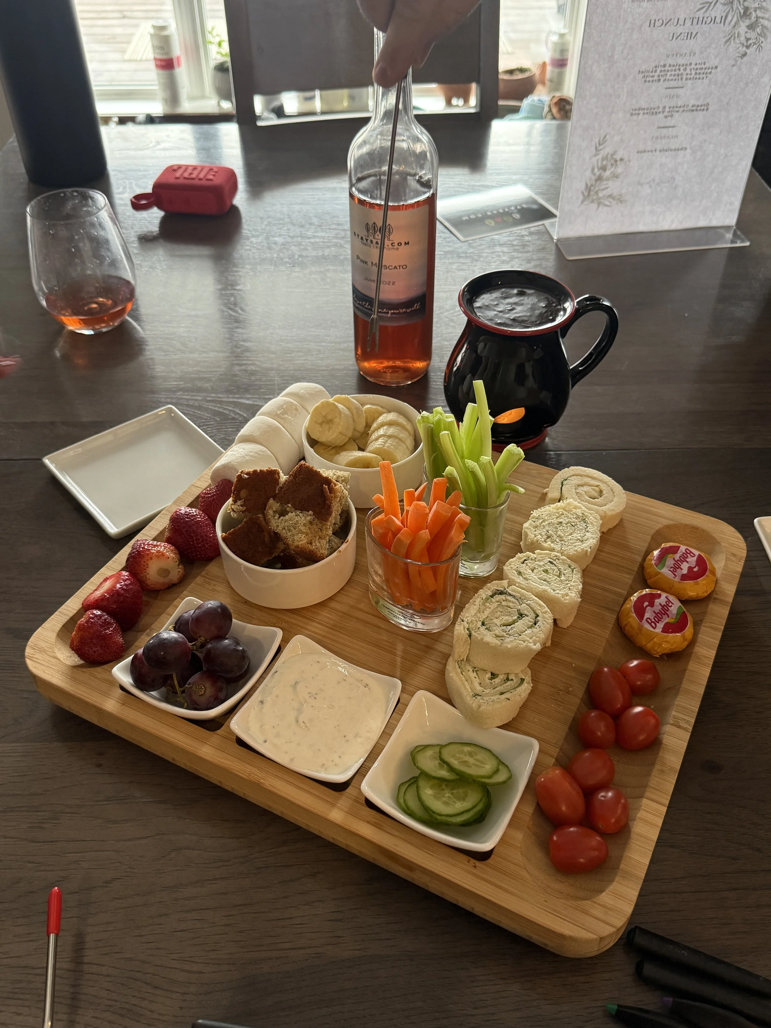 Winter private hot tub time with lunch.