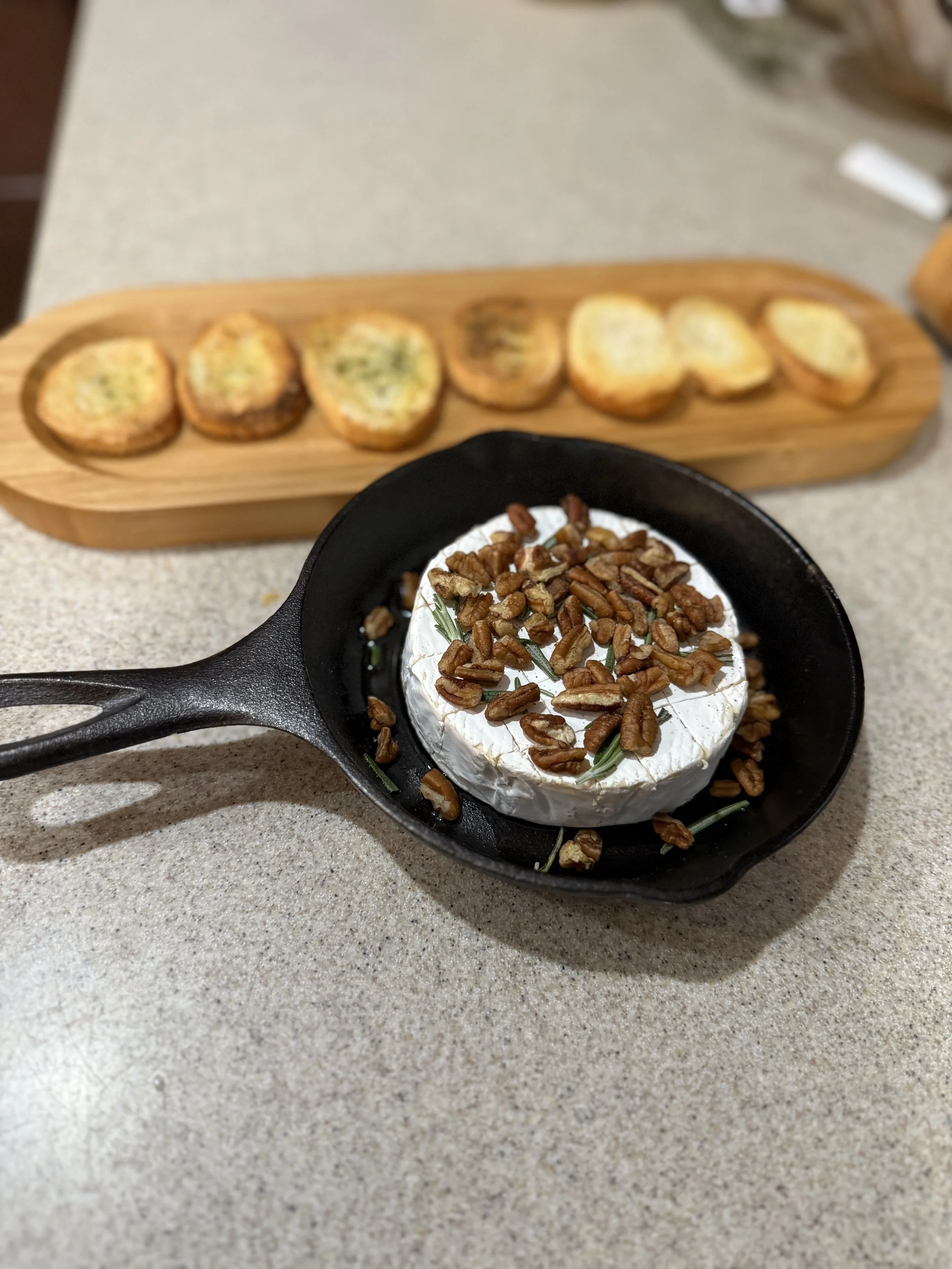 Fire roasted Brie for Couples in private hot tub time.