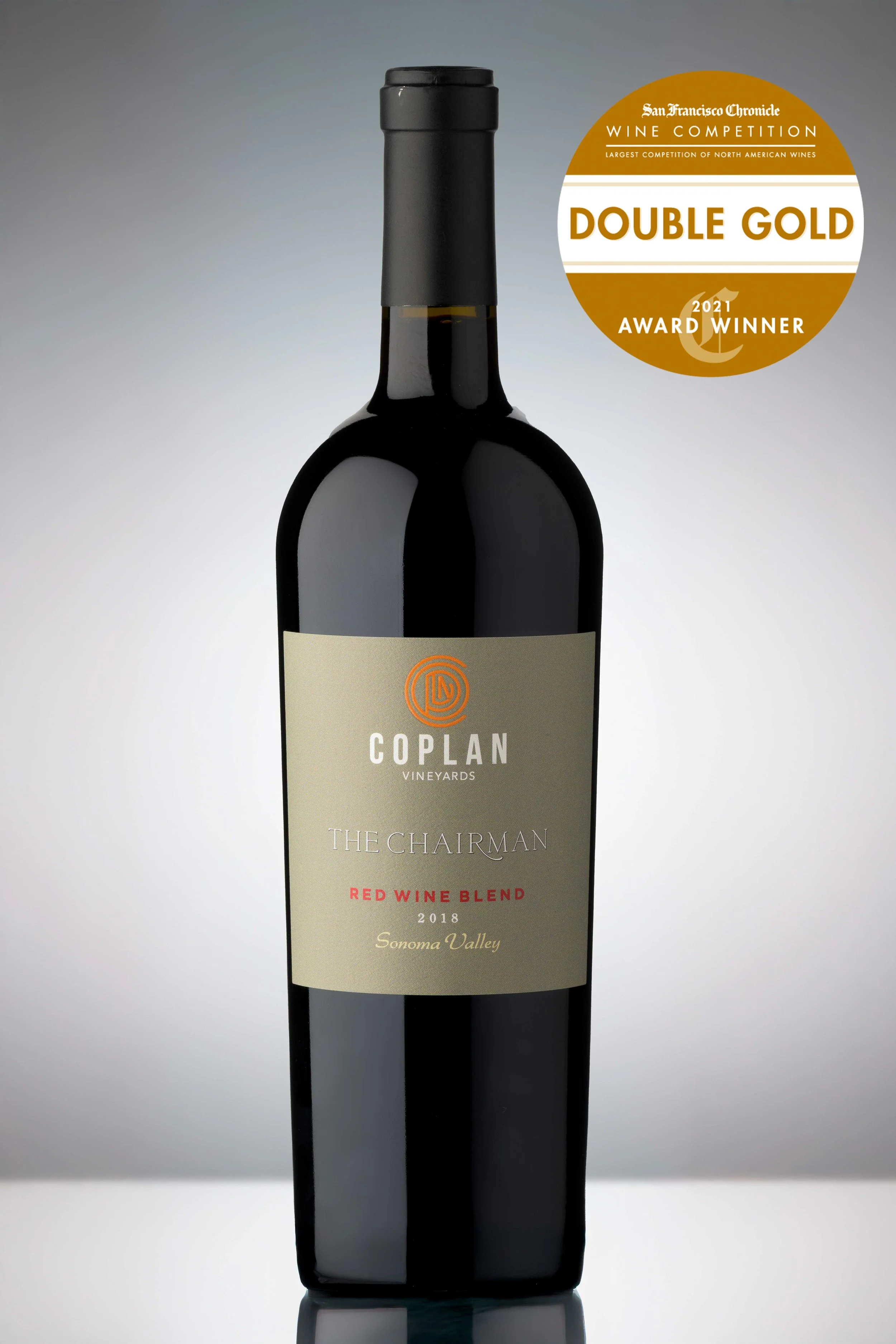 The 2018 Coplan Sonoma Valley Red Wine Blend lives up to its namesake, The Chairman, with aromas of cigar box, Cognac, and tobacco. DOUBLE GOLD medal winner
