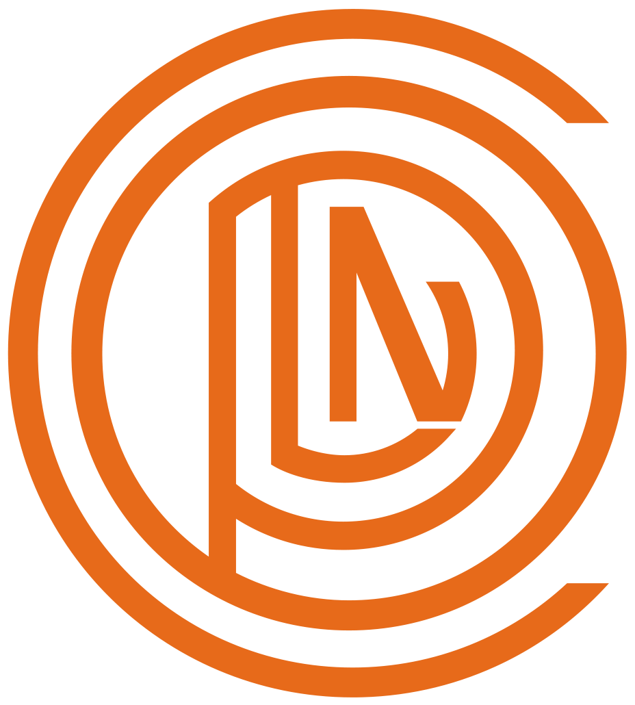 Coplan Vineyards circular logo in orange with a stylized, interconnected design resembling a maze or labyrinth.