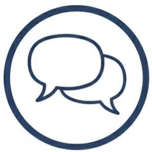 Icon of two overlapping speech bubbles inside a circle