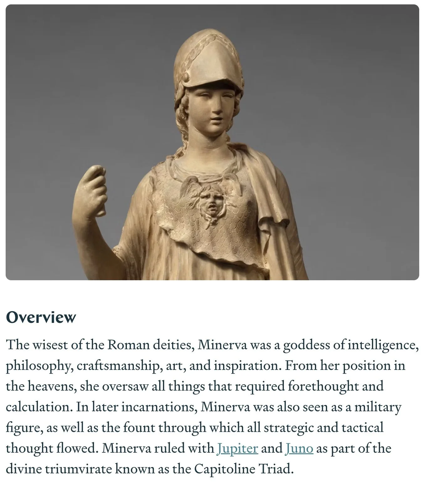 Mythopedia, Minerva example, for Wasai