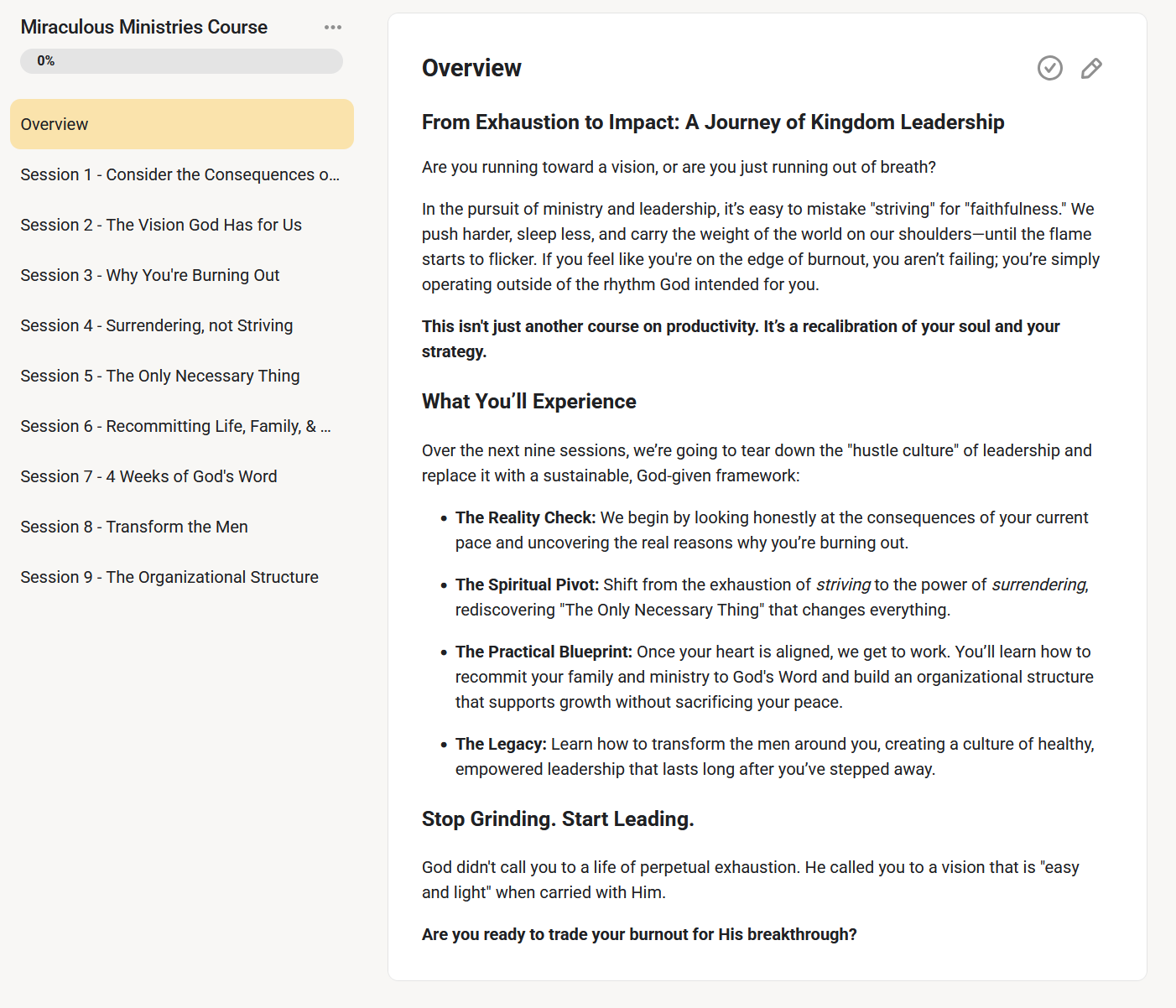 Miraculous Ministries Course