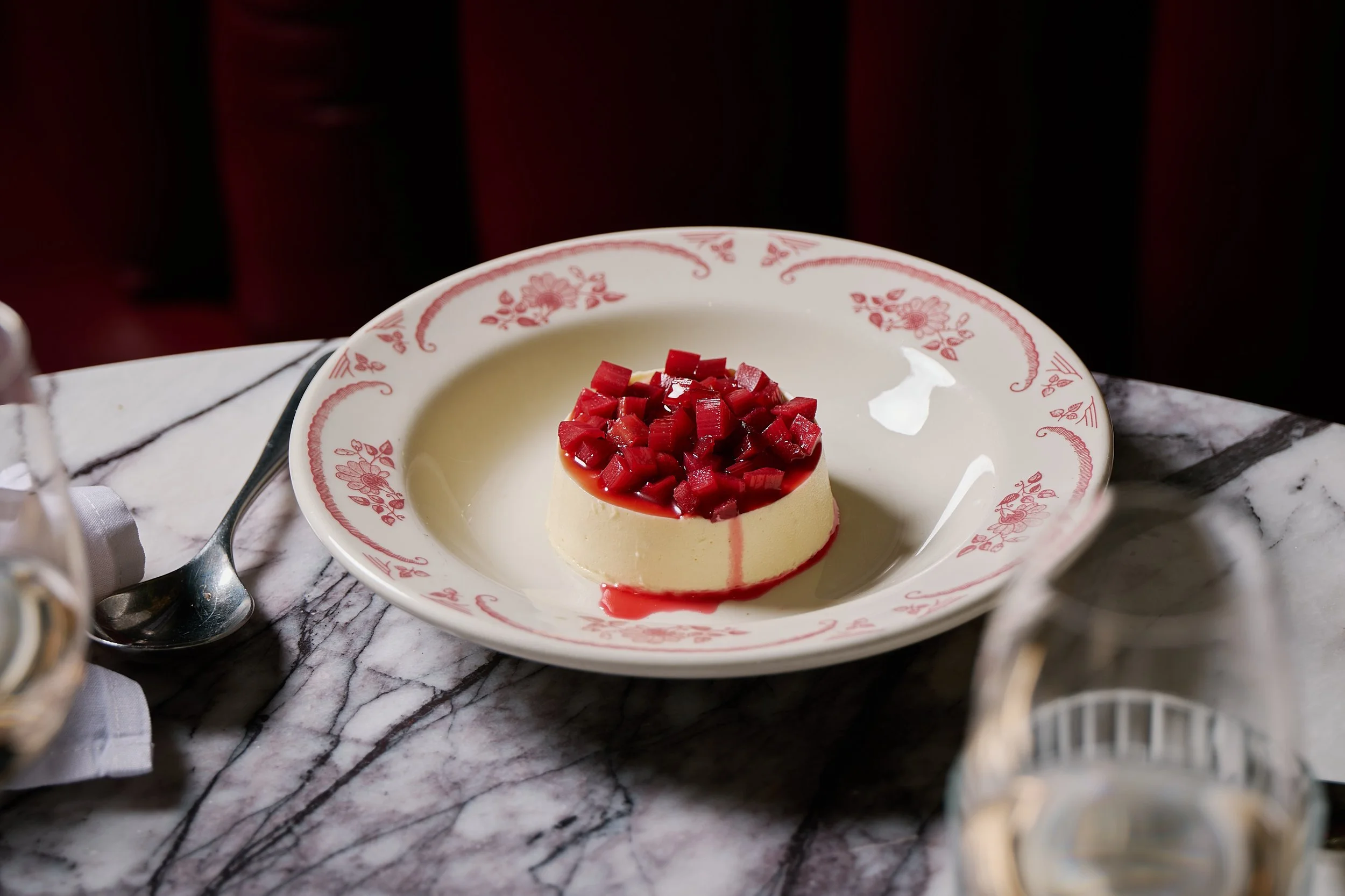 BAVAROIS, white chocolate, rhubarb, elderflower