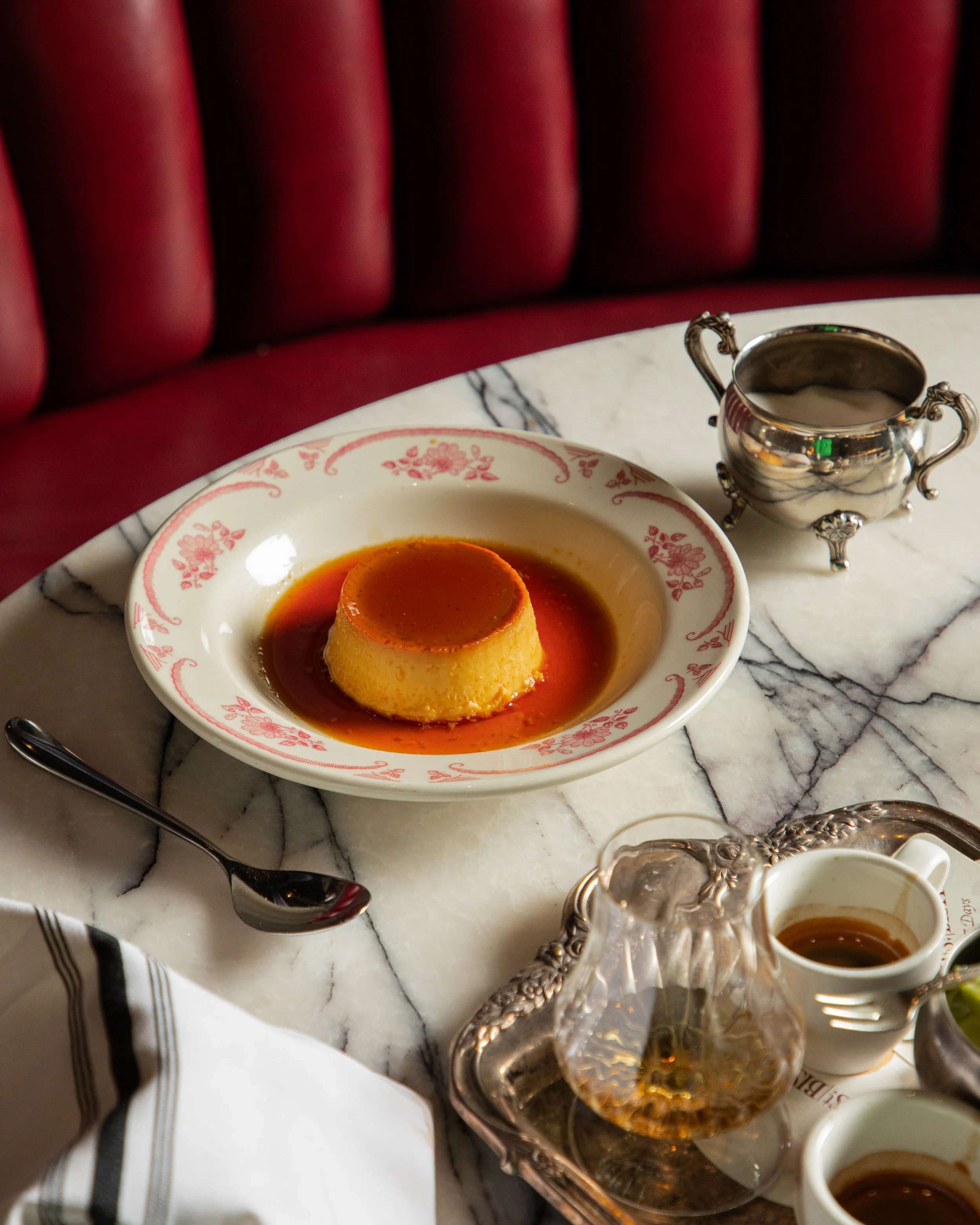 Creme Caramel dessert in Smith St Bistrot's main dining room.