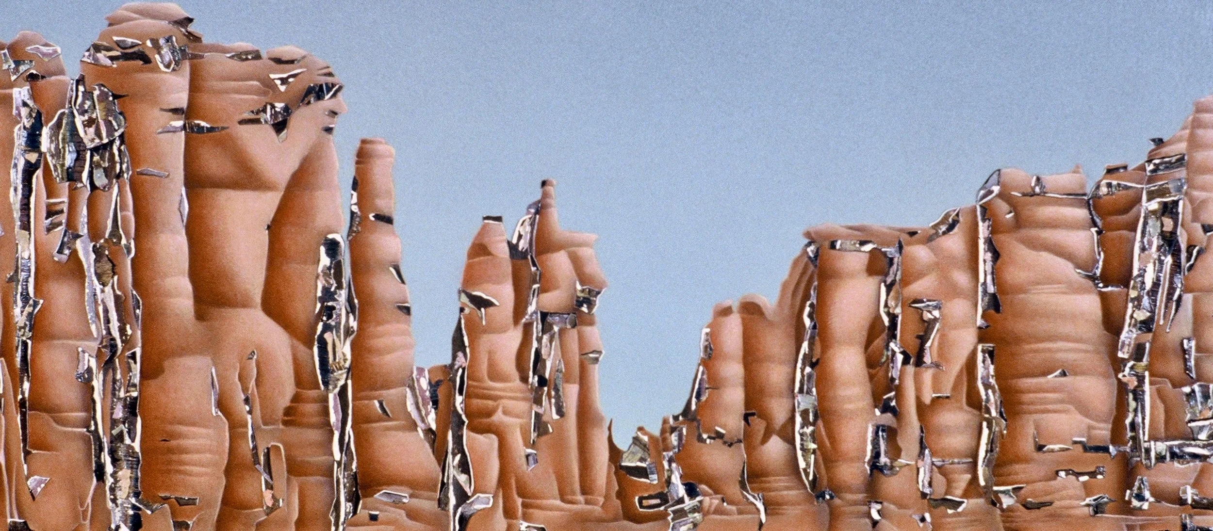 "Southwest Series 6, Survivors 1", acrylic collage on d'Arches paper, 11x25 inches, 1992 (Studio)