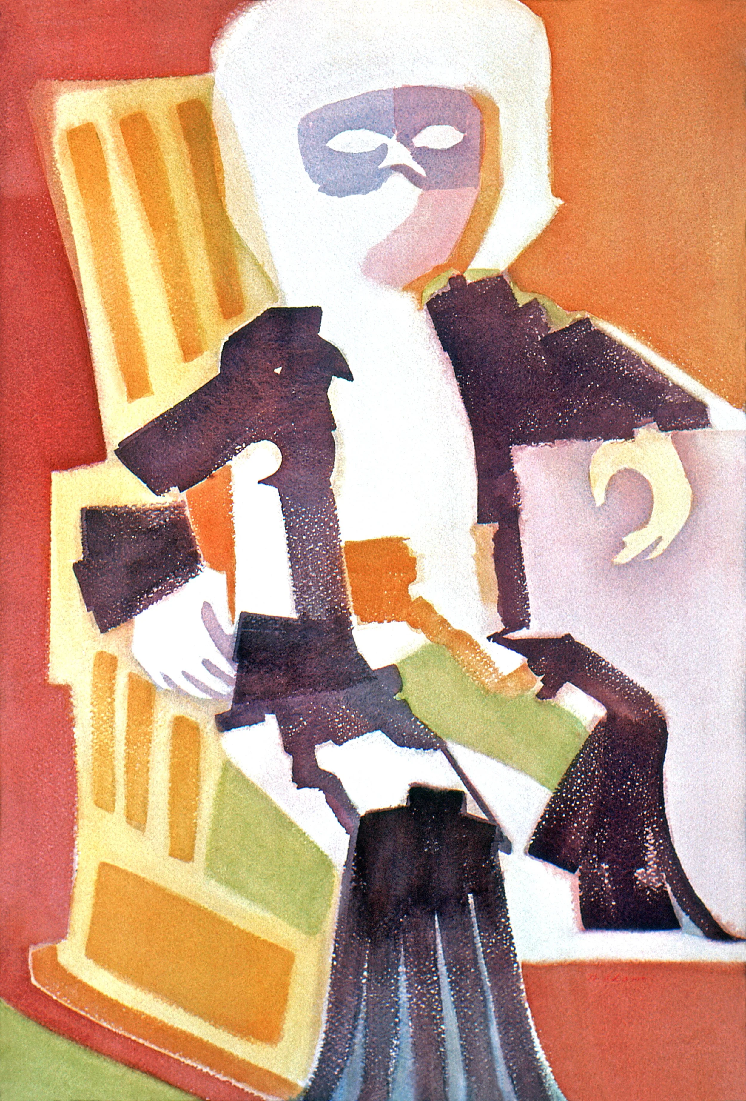 "Cowboy Suit", watercolor on d'Arches paper, 21x14-inches, pre-1975 (Collector)