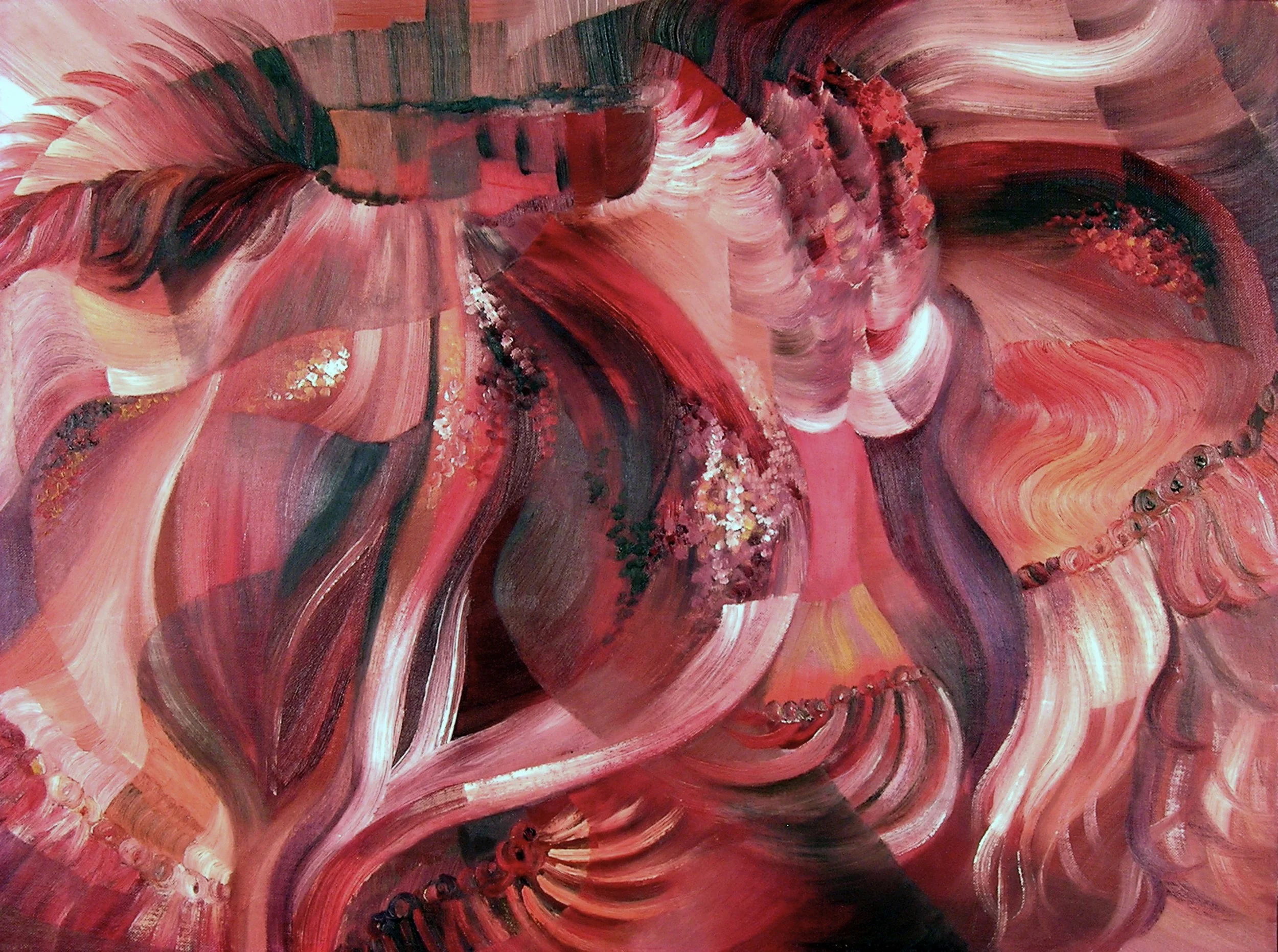 "La Muleta (bull-fighting cape)", oil on canvas board, 18x24-inches, college, 1957-61 (Collector)