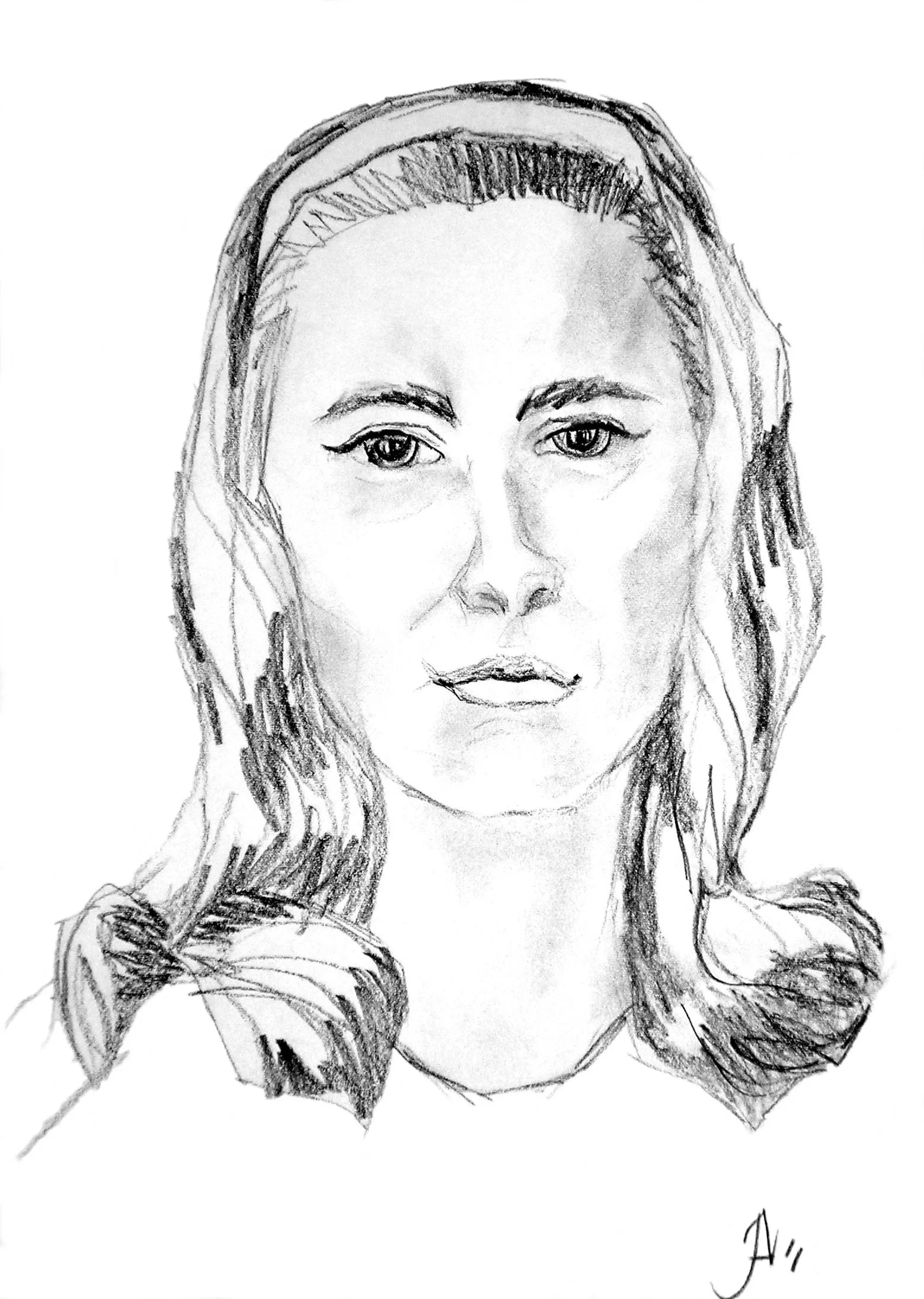 "Self portrait" (age 26), pencil, paper, 1966 (studio)