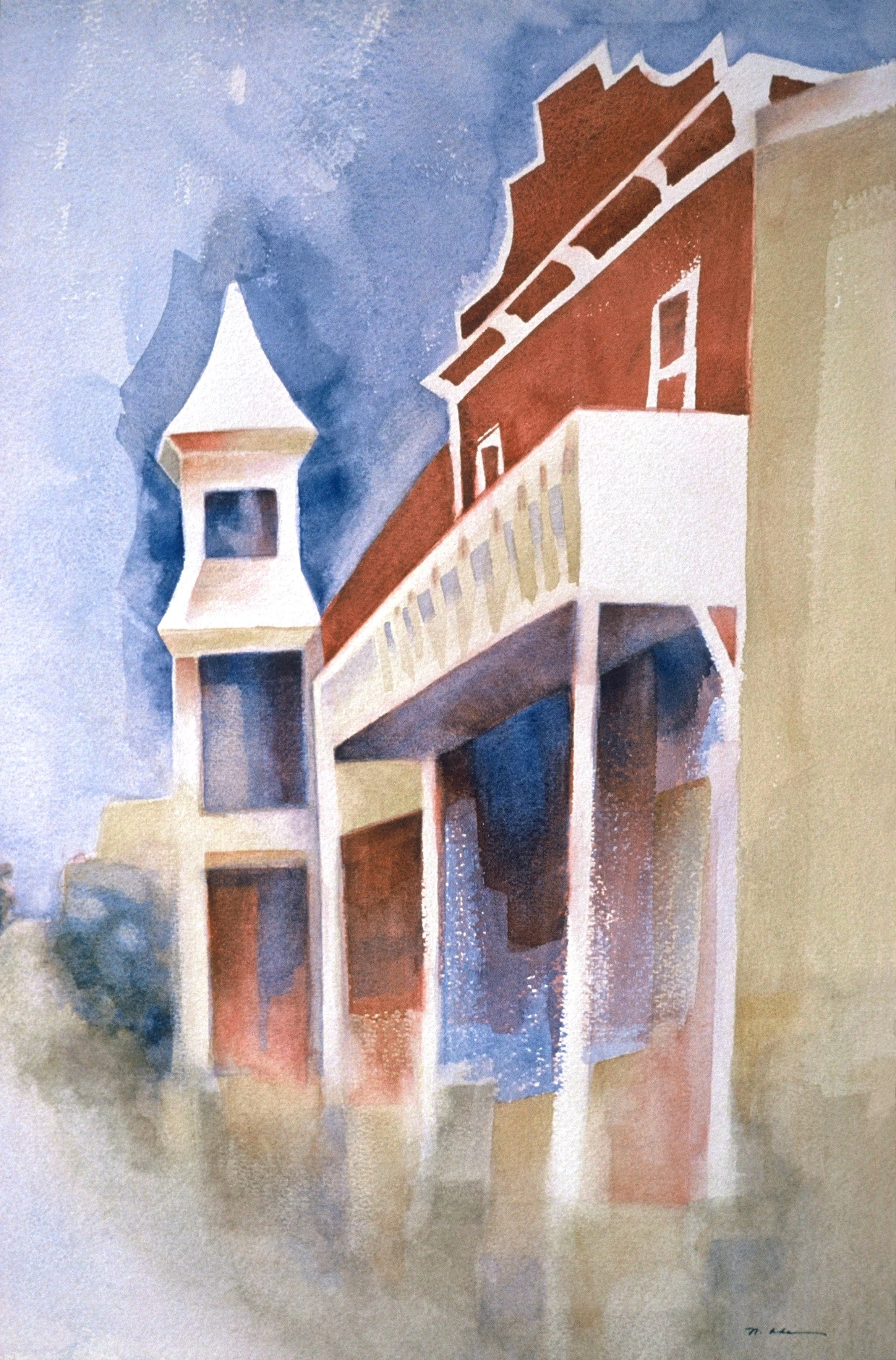 "Ghost Town", watercolor on rag paper, 21x14-inches, 1975 (Collector)