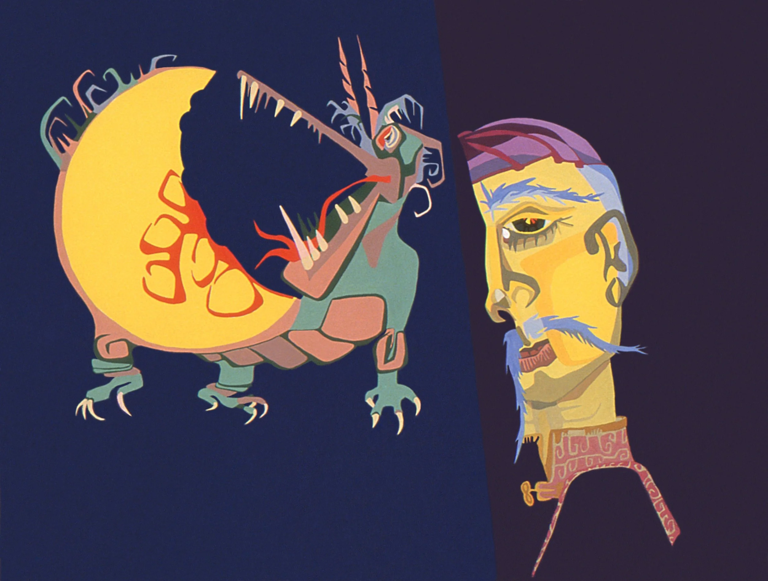 "Chinese Legend", casein on board, College, 1957-61 (Studio)