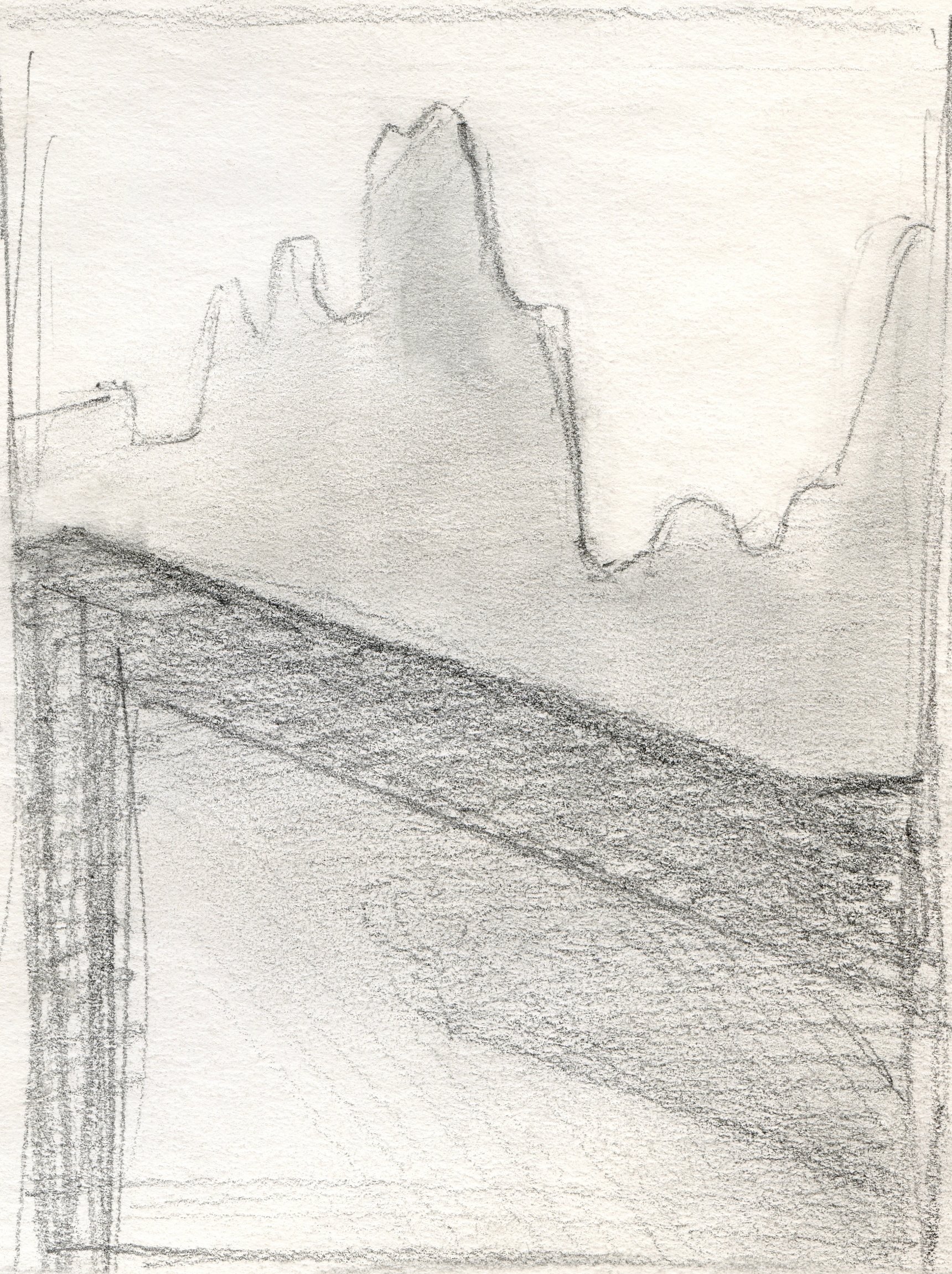 "City Mountains", sketch, pencil on paper, 11x8.5-inches, 1980