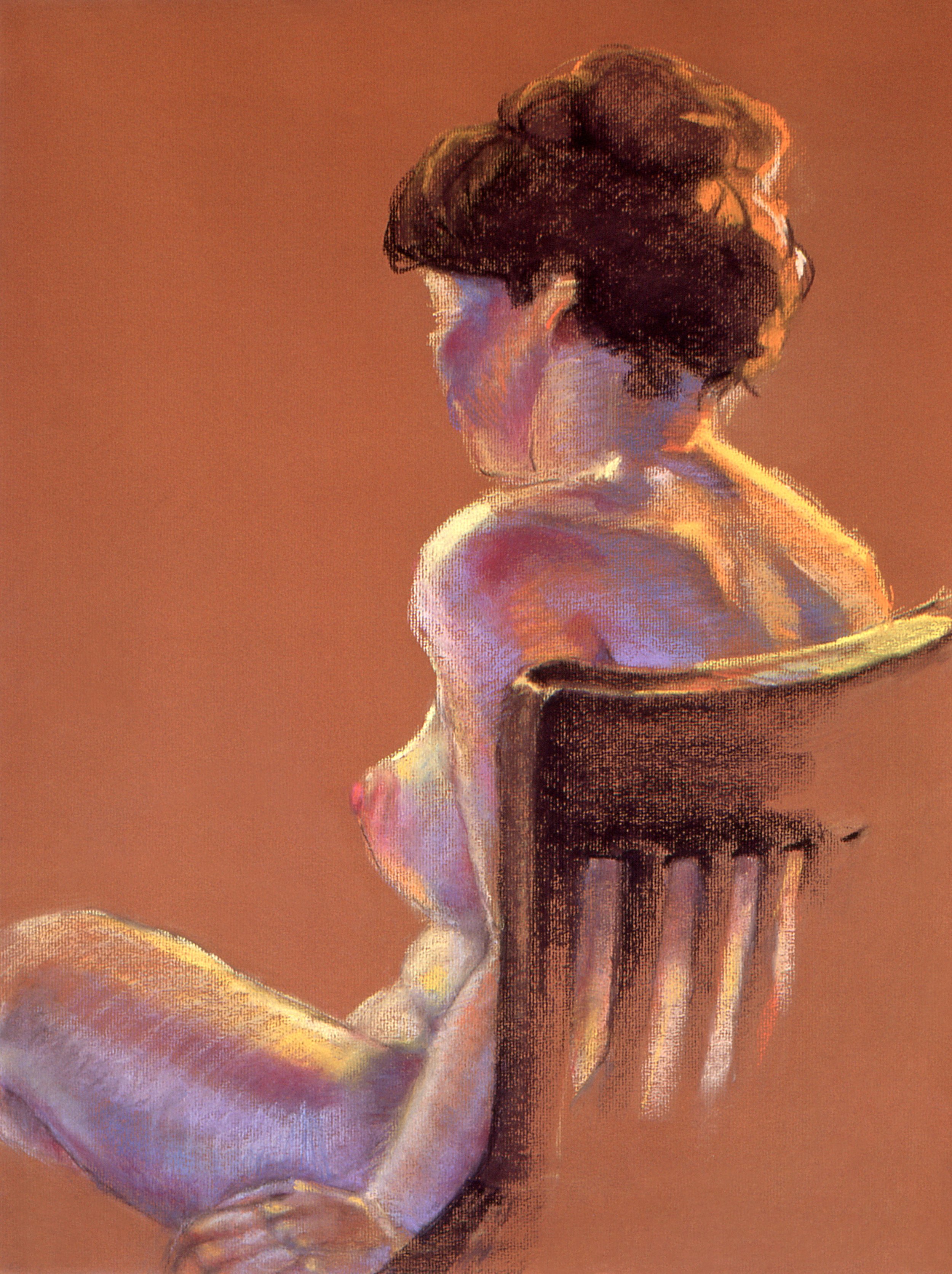 "Studio Model, Chair", pastel on Canson paper, 25x19-inches, pre-1977 (Studio)