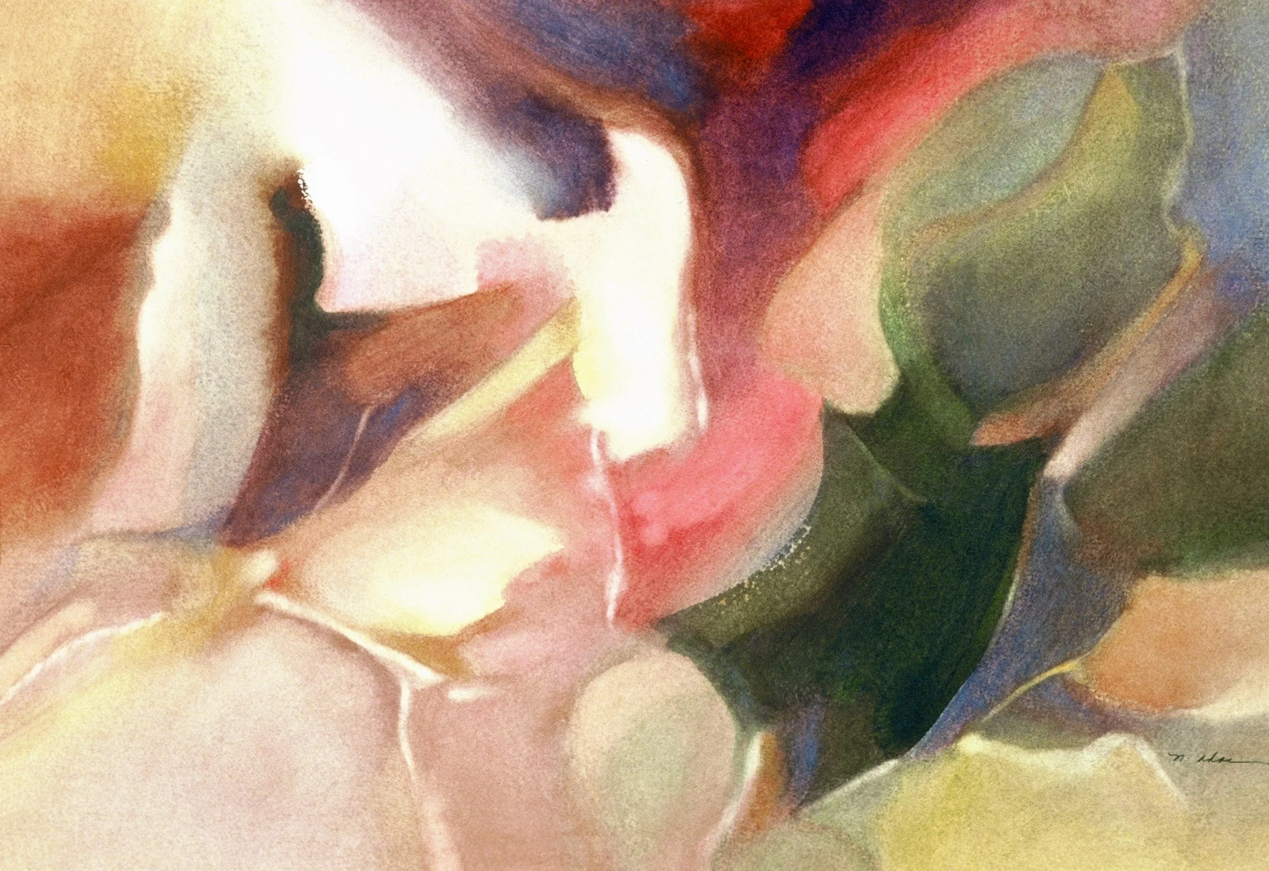 "Falling Leaves, Autumn", watercolor on d'Arches paper, 14x21-inches, 1978 (Collector)