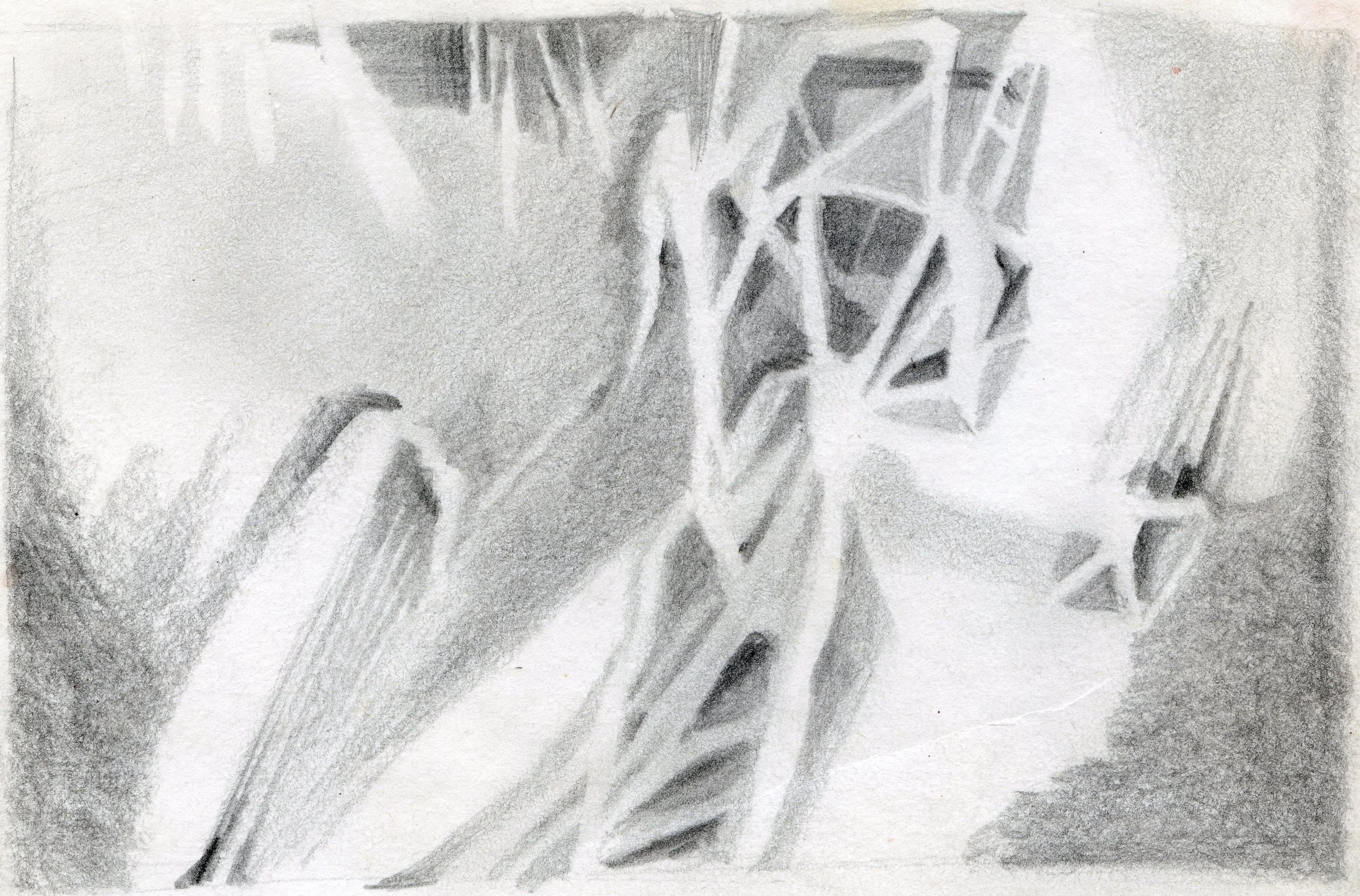 "Marsh Grasses", sketch, pencil on paper, 8.5x11-inches, 1976