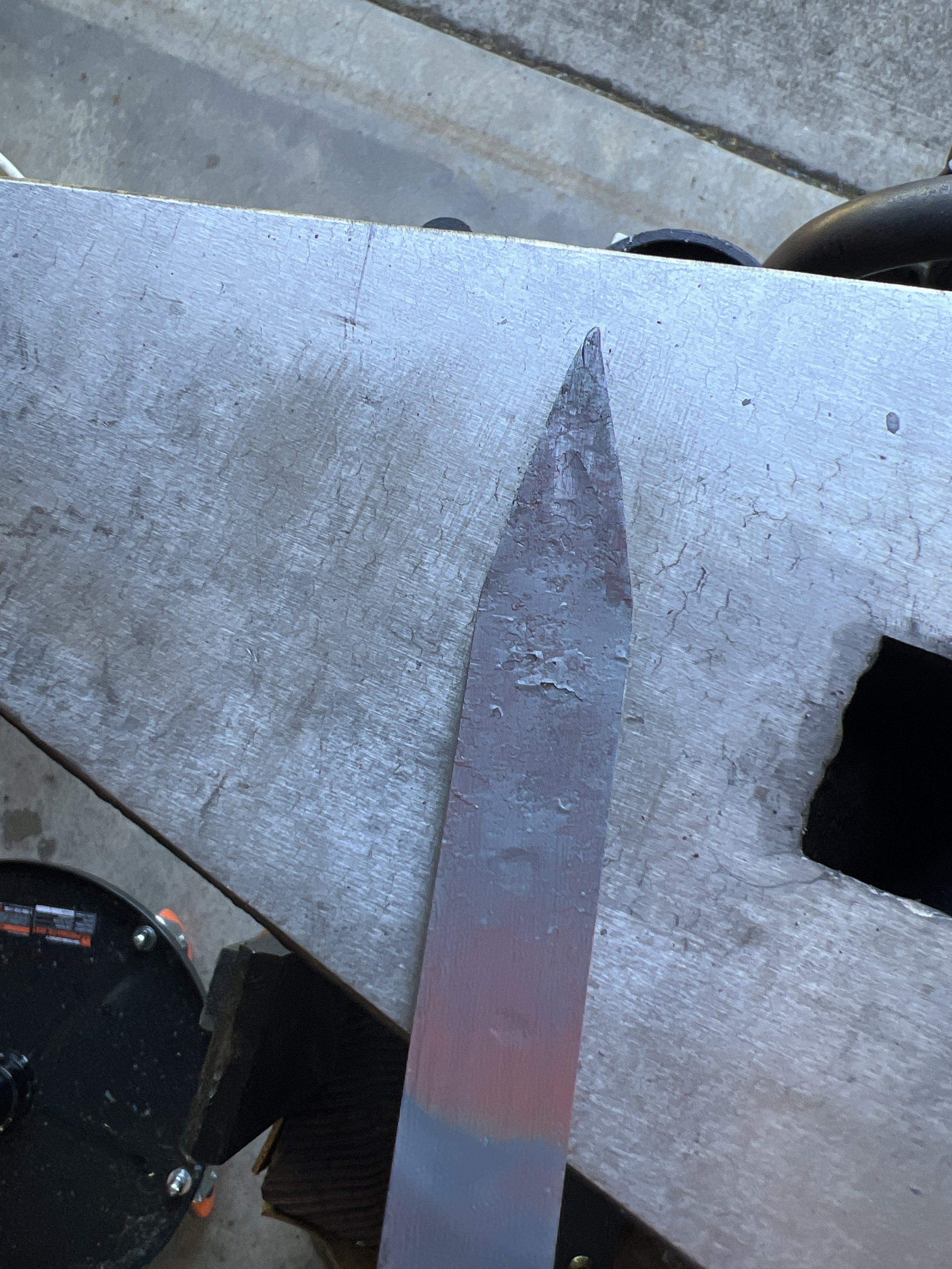 Drawing flat stock to a point.