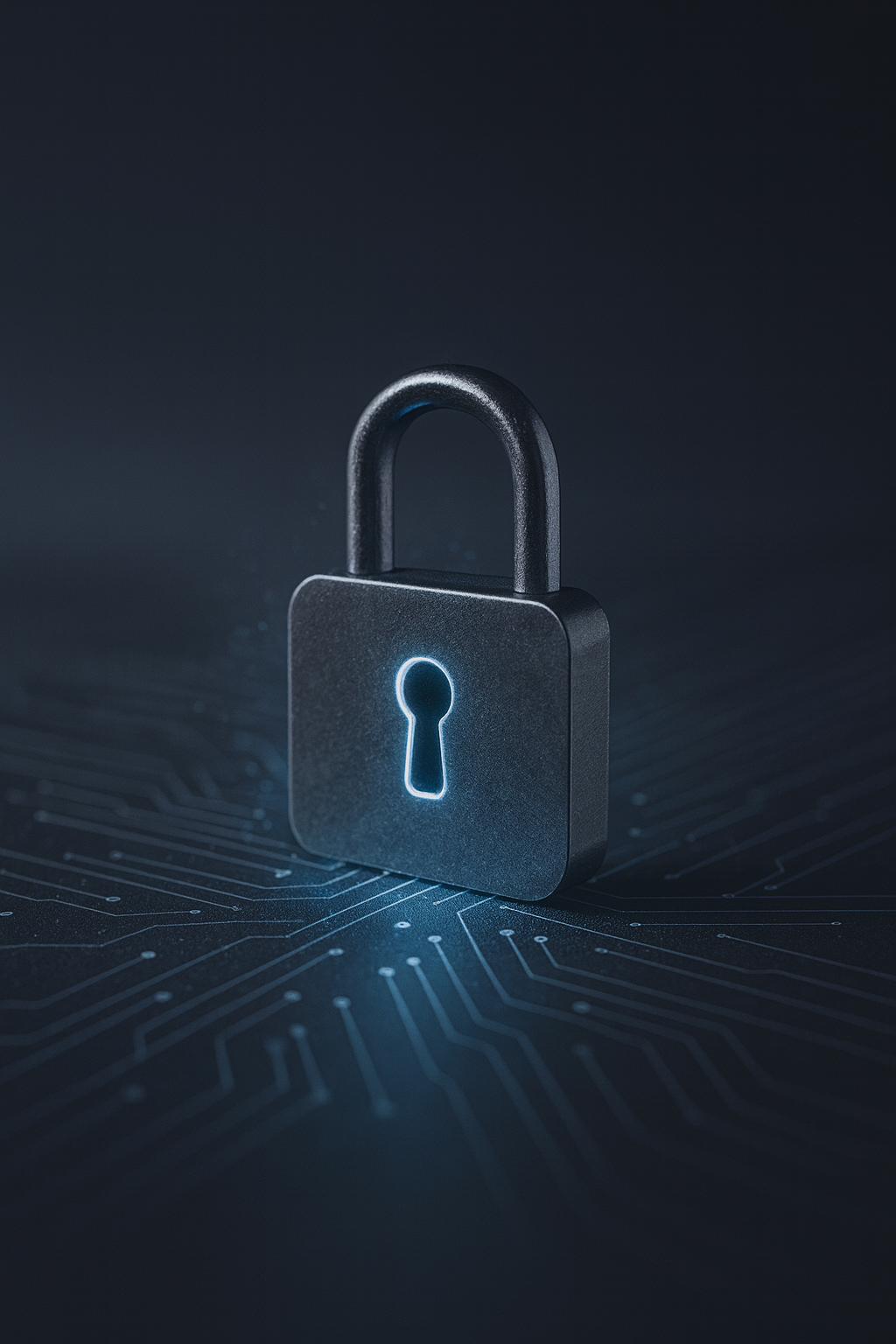 Digital padlock symbolizing cybersecurity hardening and security health checks.