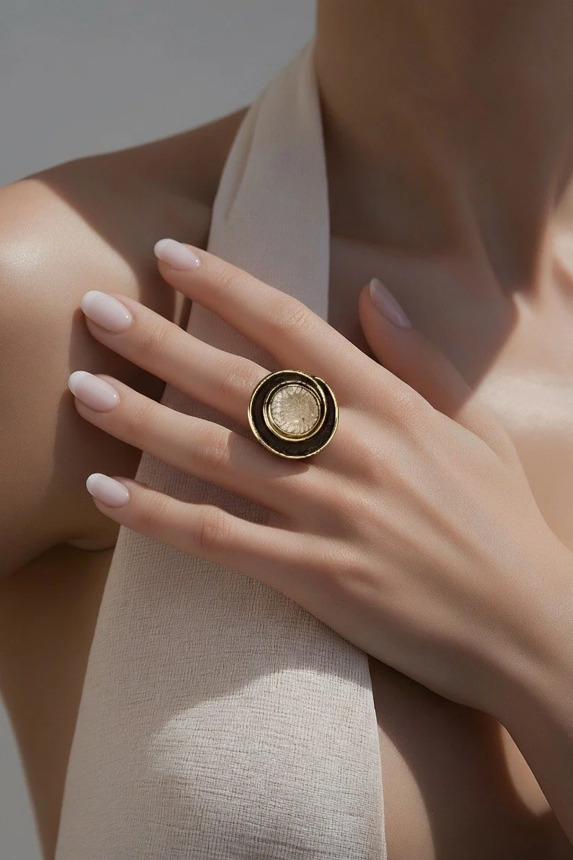 Coral Fossil Swirl Ring