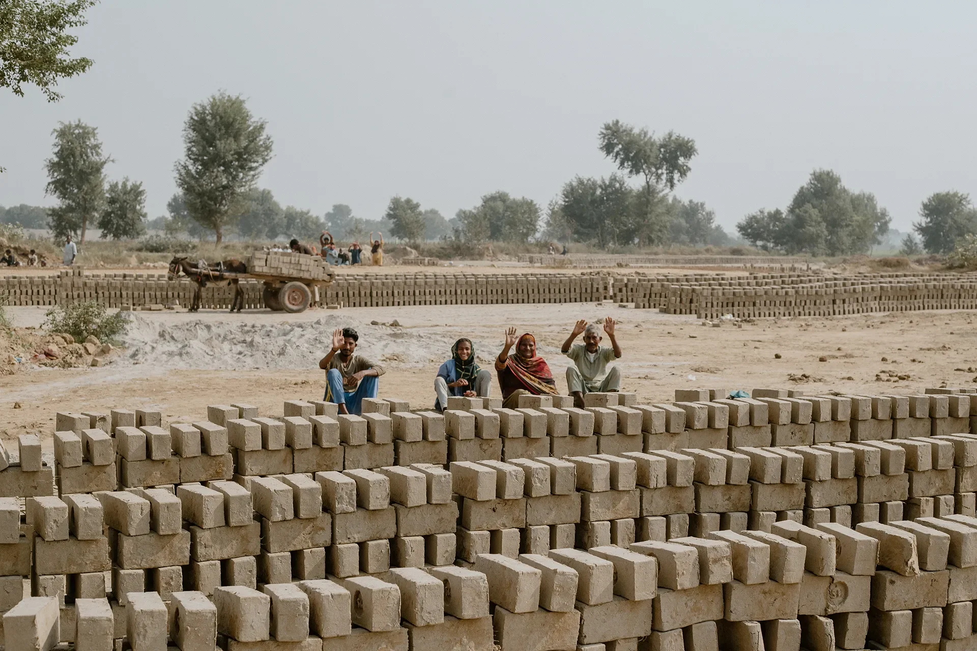People in the brickyards