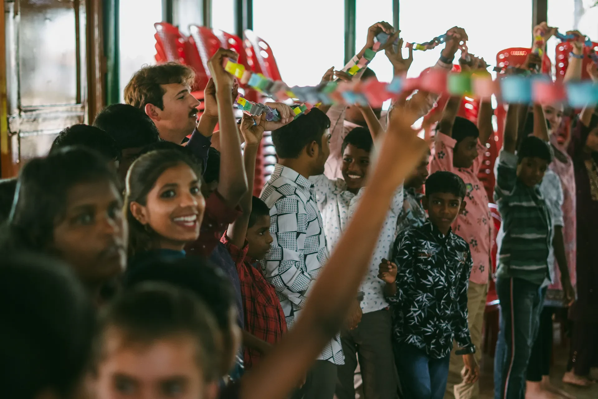 Children playing with missions team