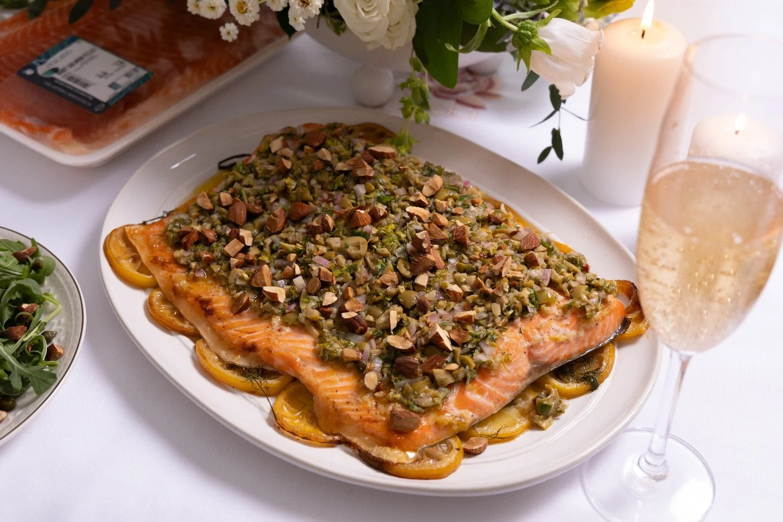 Lemon Dill Salmon with an Olive Gremolata 