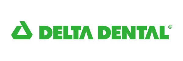 Logo for Delta Dental with green text and triangular symbol.