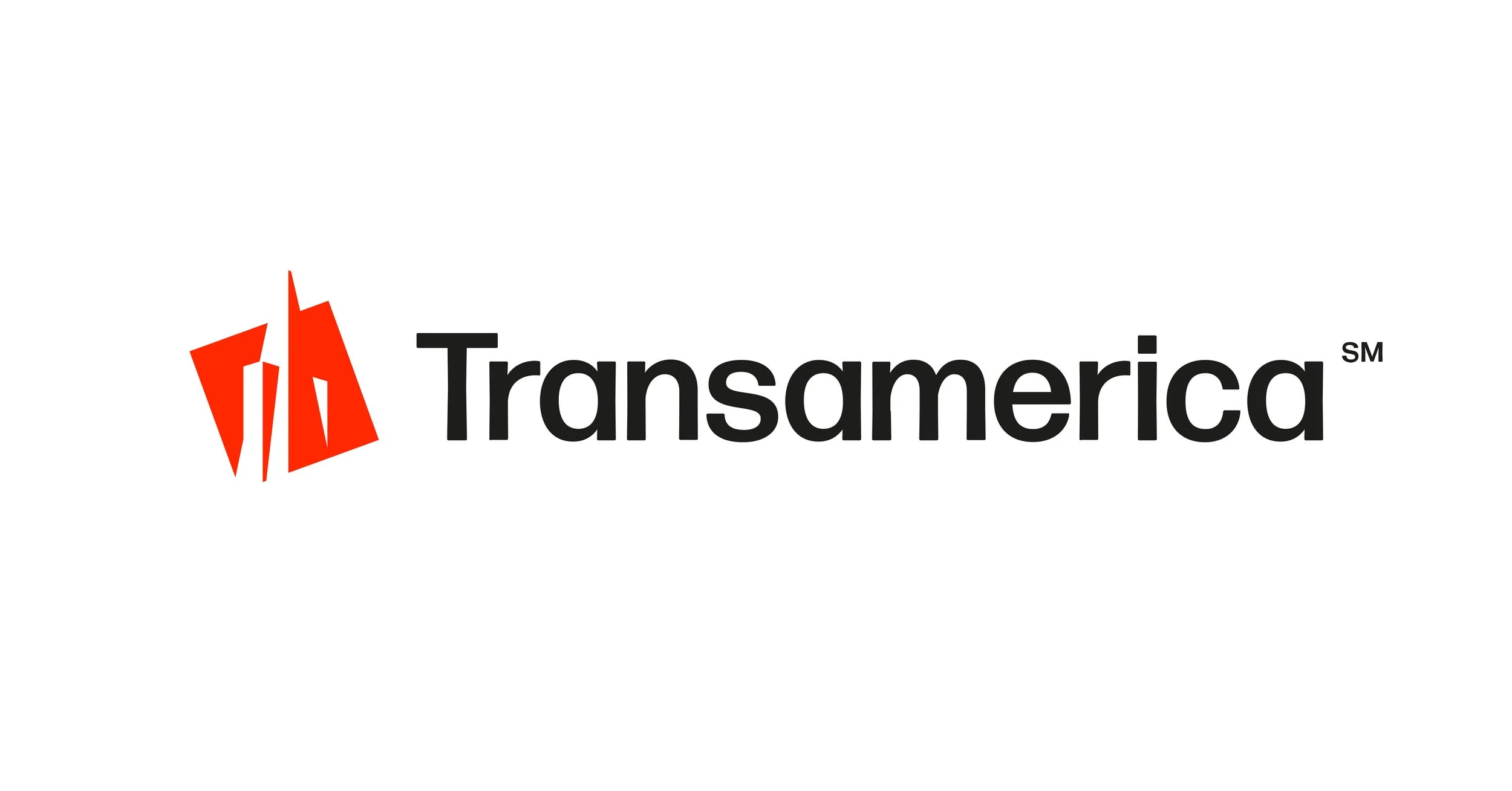Transamerica logo with red abstract symbol and black text on white background.