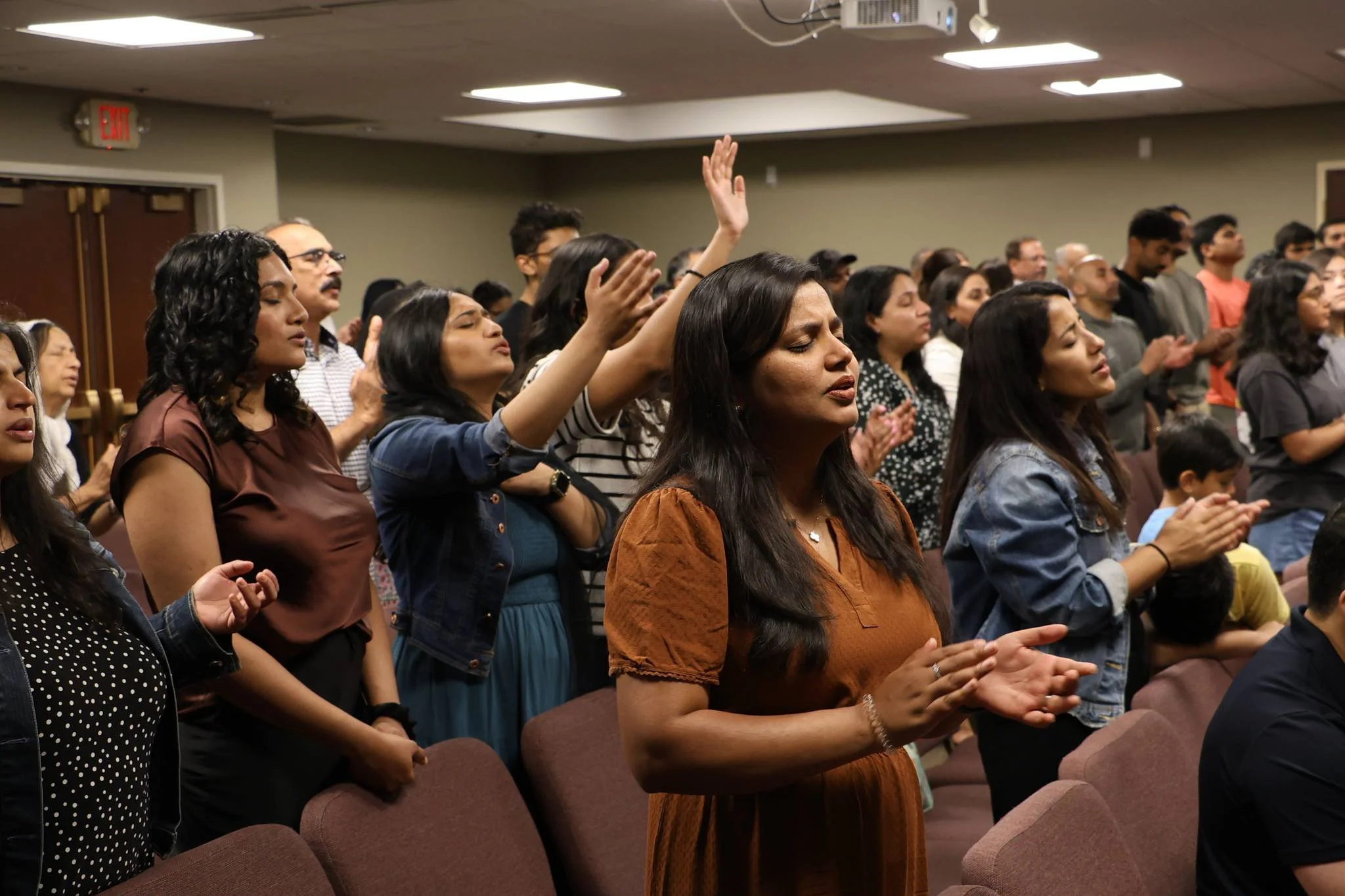 A group of Indian Christians worshipping