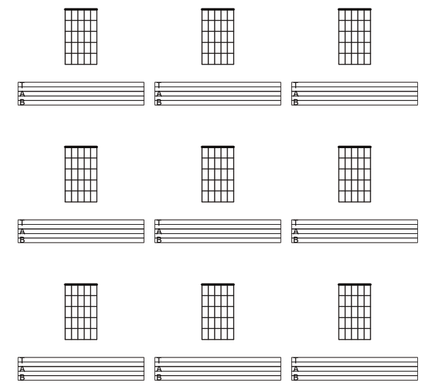 Printable Guitar Chord Charts and Tabs - Blank (WATERMARK)