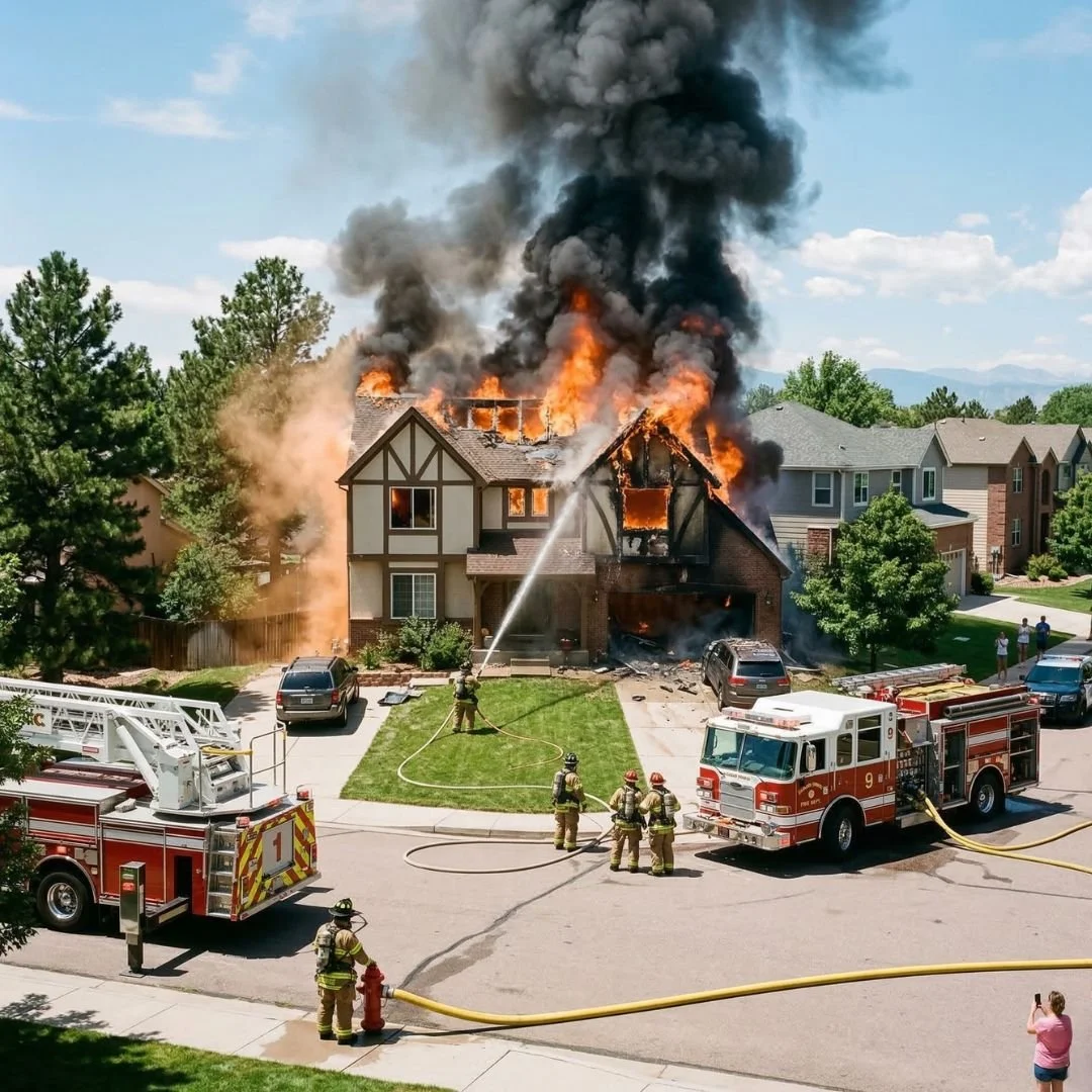 image of colorado springs firefighting crews putting out a fire at a colorado spring suburban neighborhood home - image for Is colorado springs a safe place to live? article