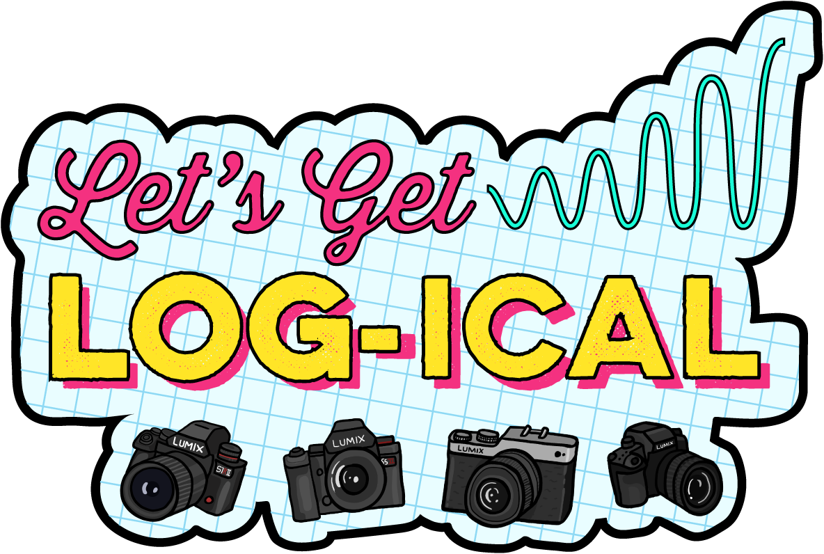 Colorful graphic with the text "Let's Get LOGICAL" on a blue grid paper background. Four different digital cameras are depicted at the bottom of the image.