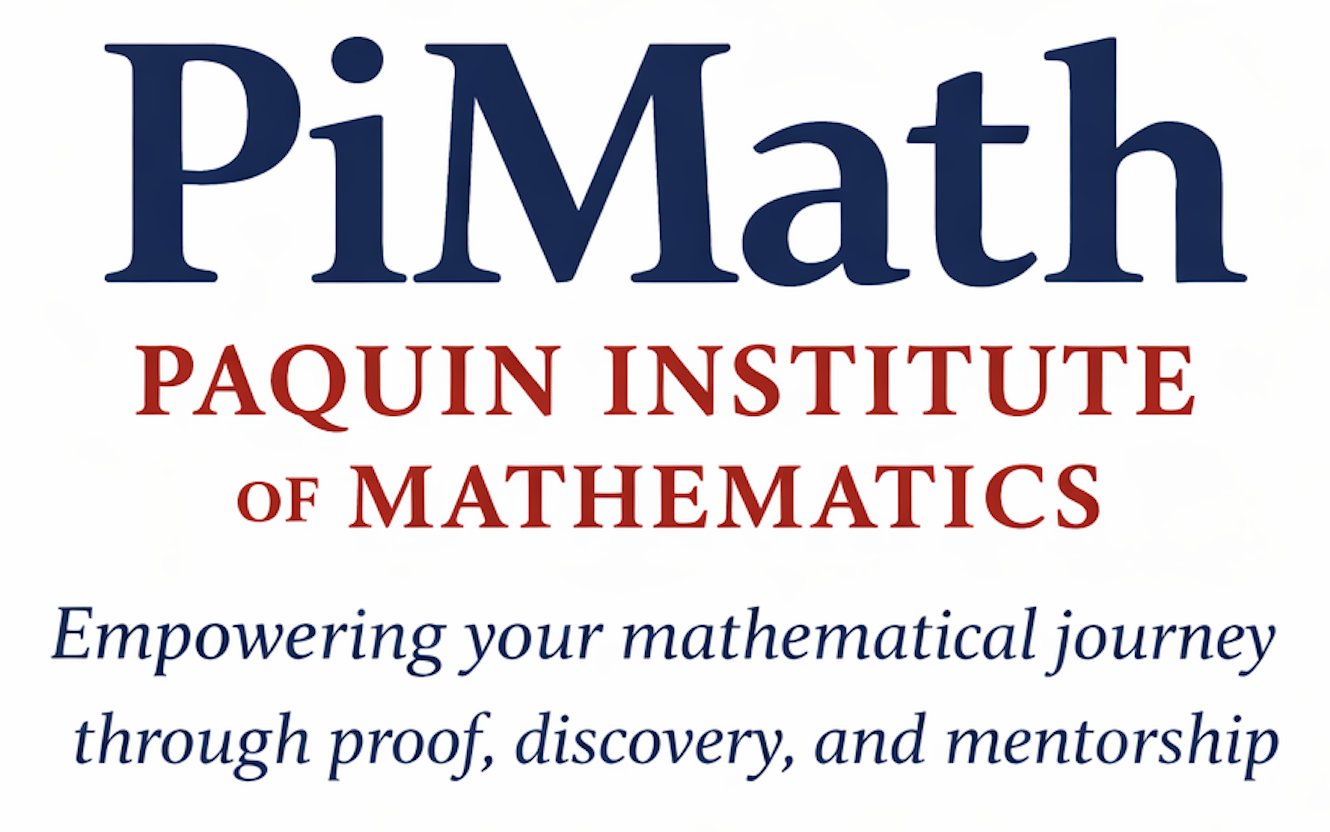 Logo of Pi Math at the Paquin Institute of Mathematics with tagline about empowering mathematical journey.