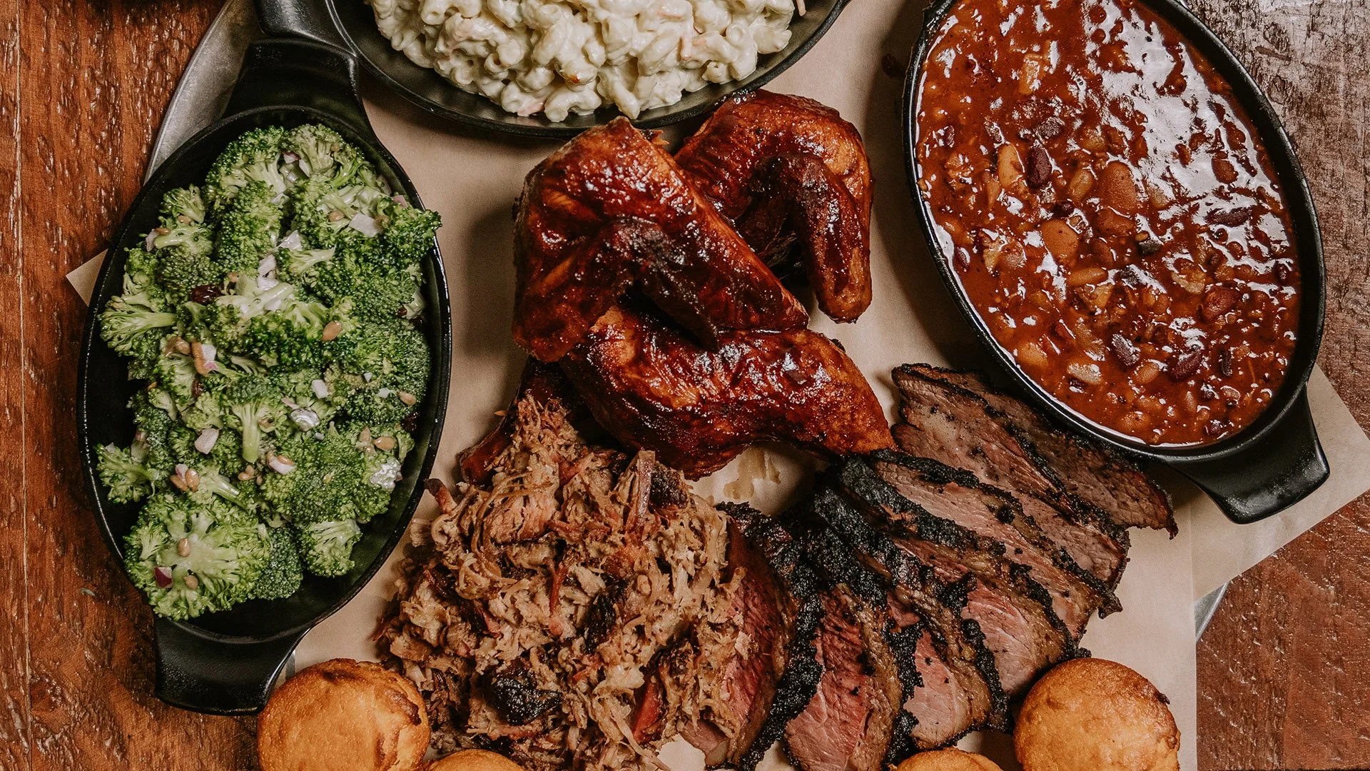 Buckhorn BBQ + Grill food spread