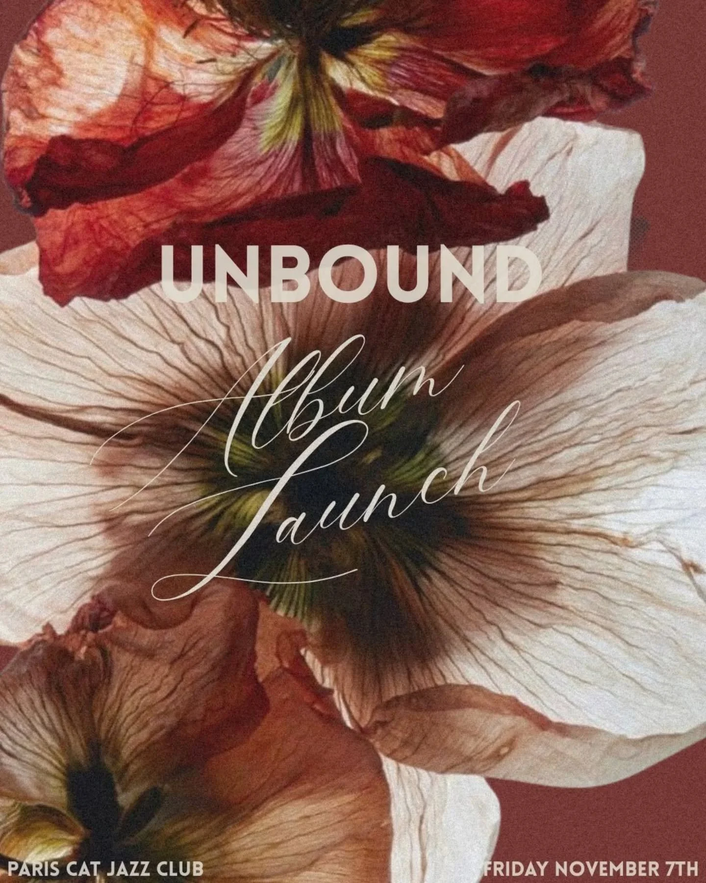 Album Launch! ✨ We are bringing the UNBOUND album (our jazzy take on Sondheim) to the stage with the full band: Matt Hoyne, Matt Steele, Scott Mealy, and Alex Spicer.&nbsp;

Ticket link in bio&nbsp;

Friday November 7th | 6pm

Paris cat jazz club&nbs