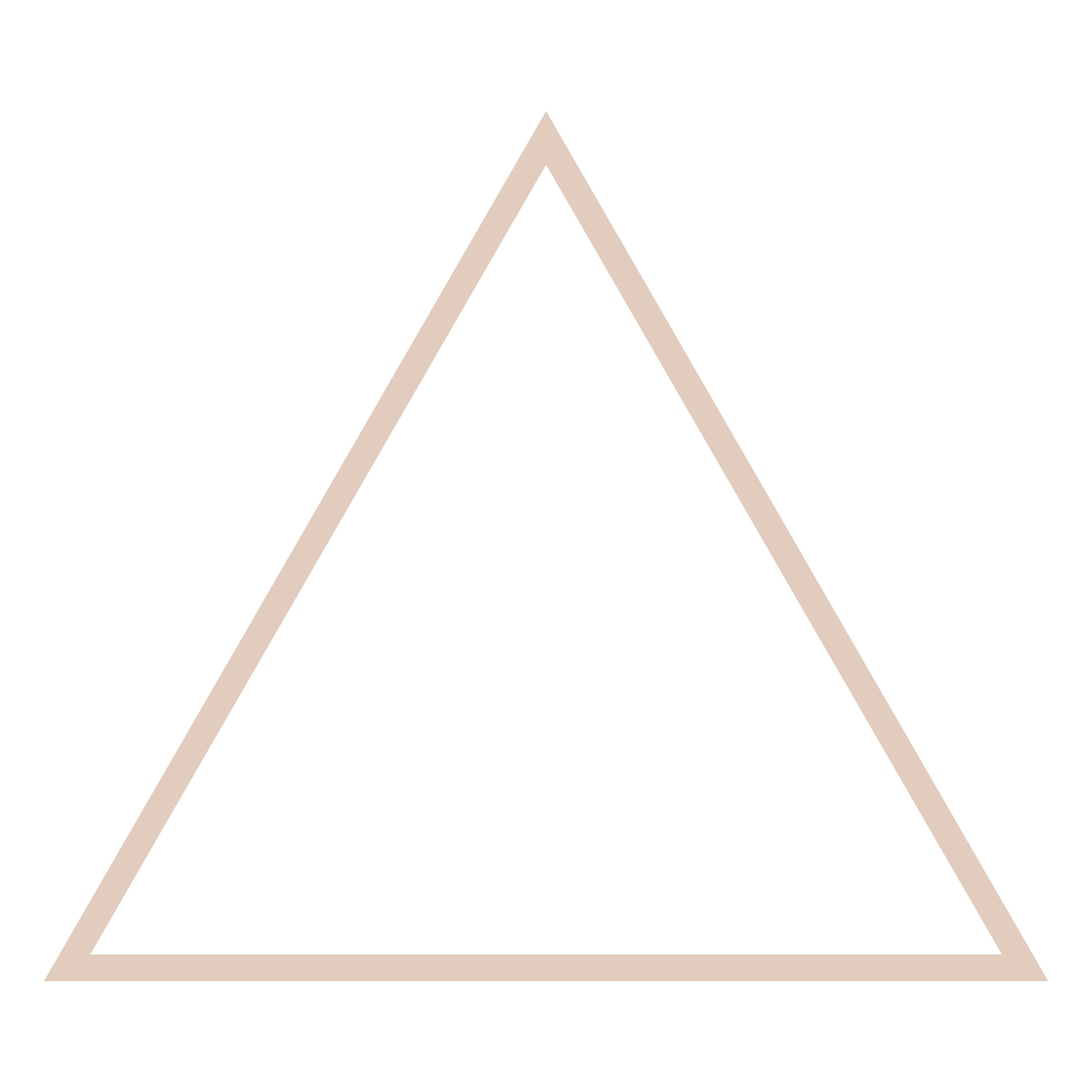 An upward-pointing triangle outline with a beige border on a black background.