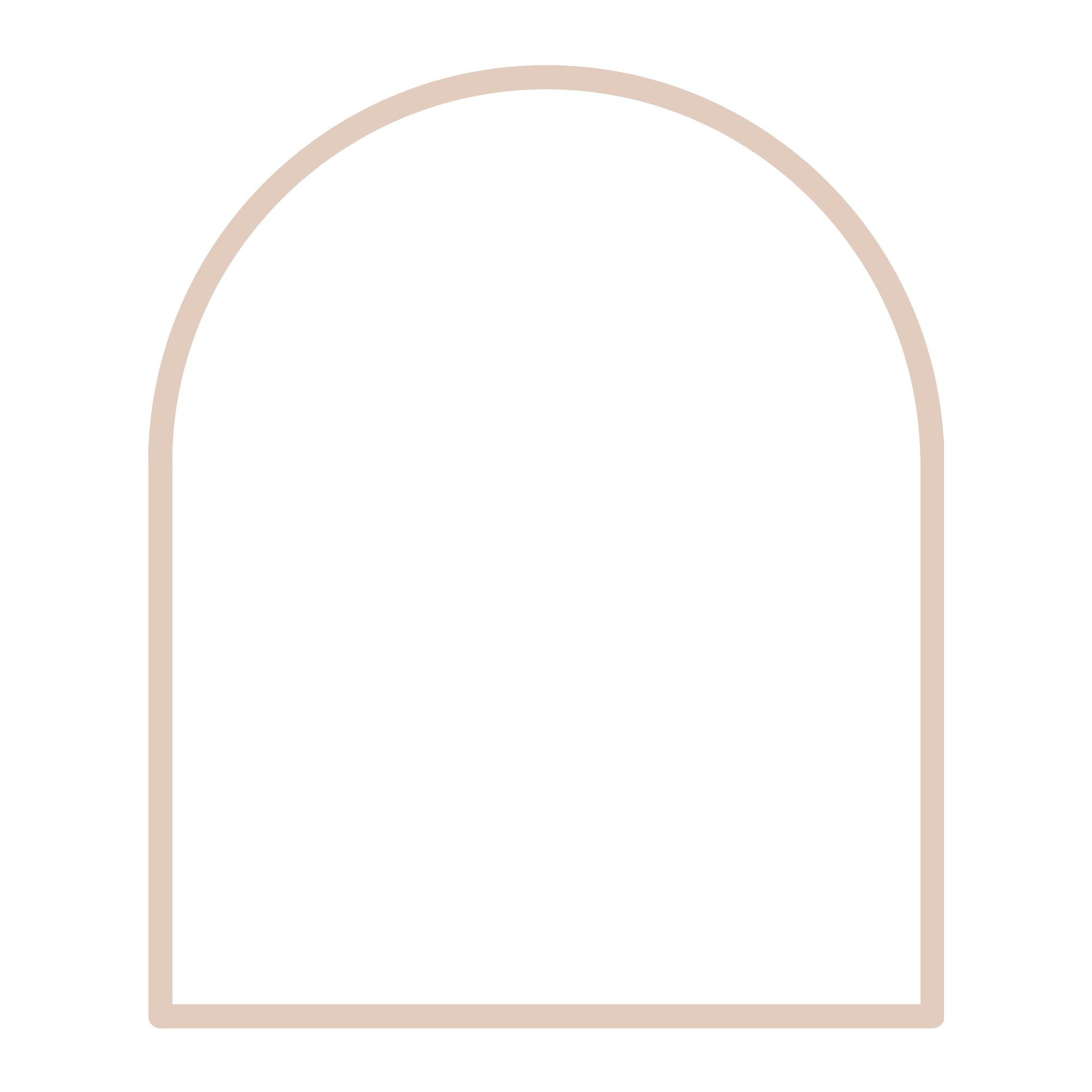 Outline drawing of a simple arched doorway or window with no background.