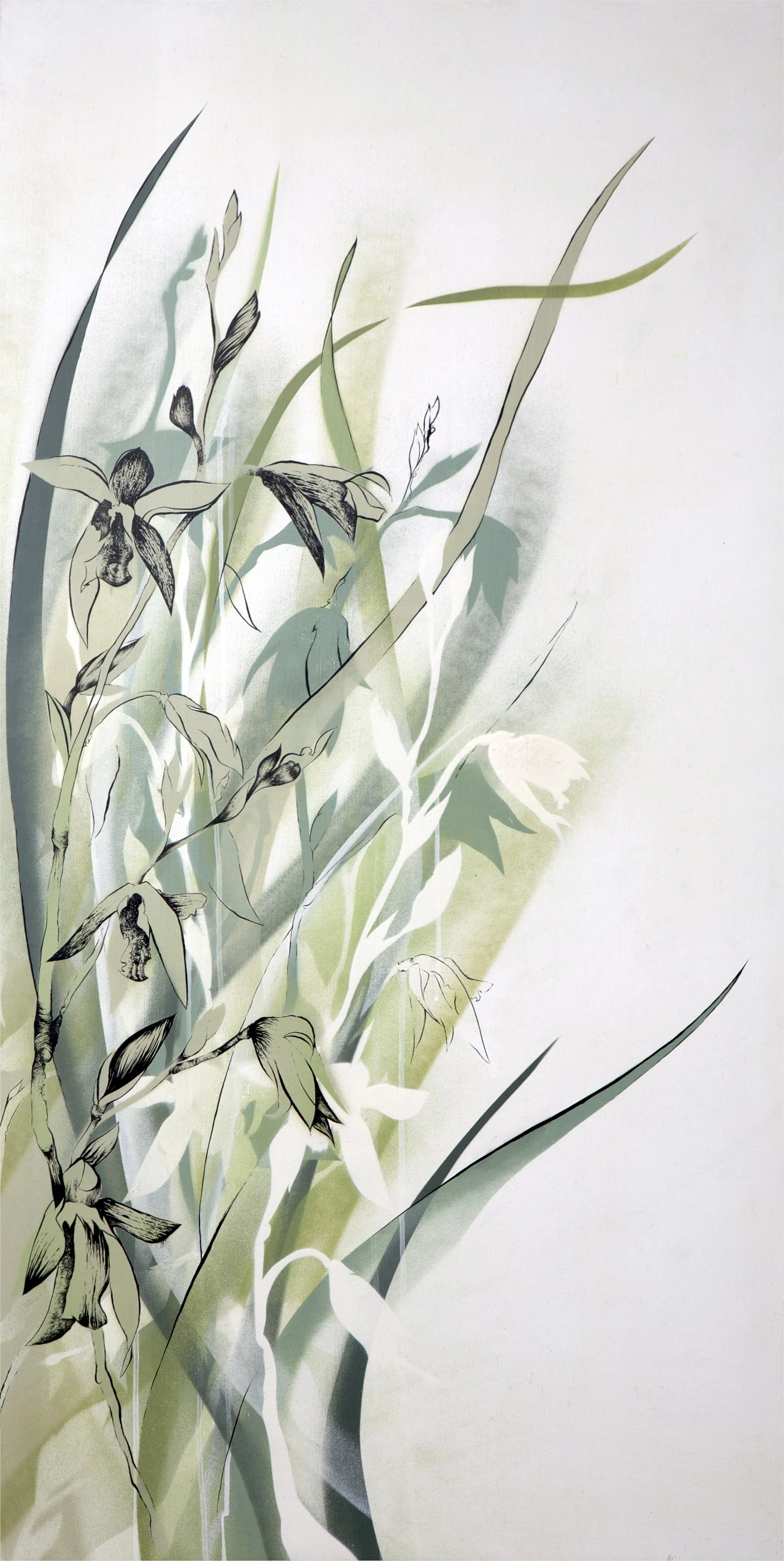 spring | 24"x48" | spray paint, ink and acrylic on wood panel | 2014