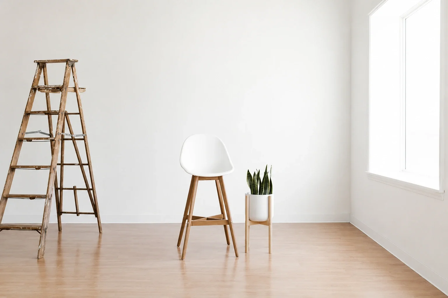 Bright empty room with clean hardwood floors and freshly prepared interior for move-in or move-out cleaning.