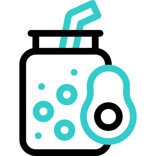 A cartoon illustration of a soda bottle pouring a liquid into a glass, with bubbles and a lemon slice.