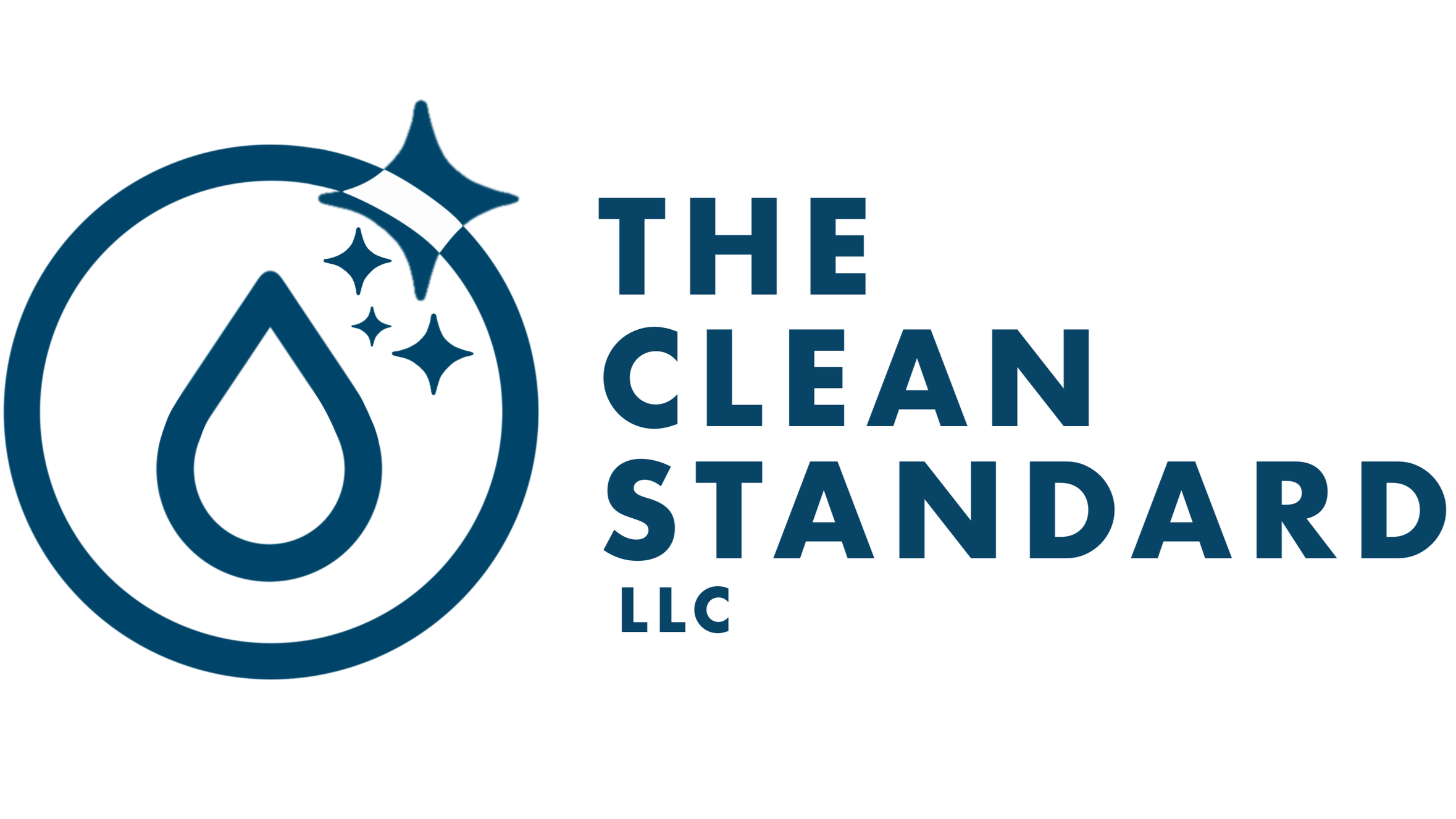 Logo of The Clean Standard LLC featuring a water droplet surrounded by sparkles and related to cleaning or water standards.