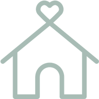 Outline of a house with a heart-shaped chimney.