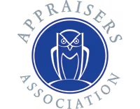 Logo for the Appraisers Association of America featuring an owl inside a blue circle with the organization's name around it.