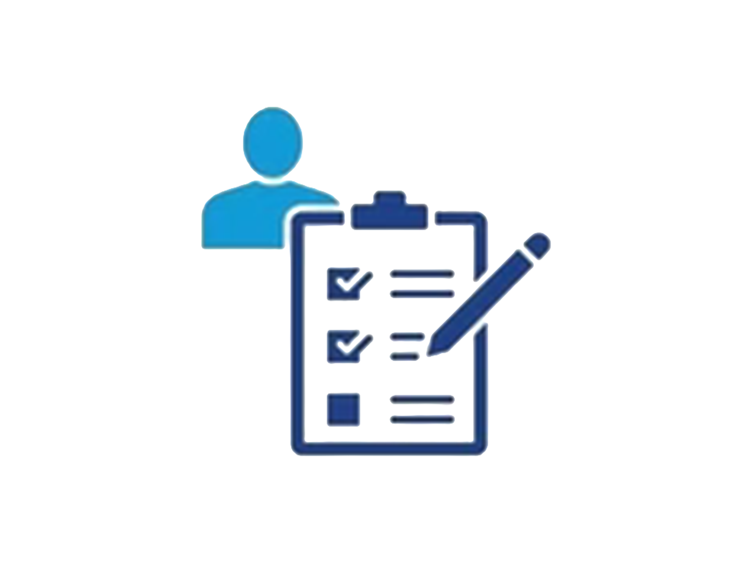 Illustration of a person with a clipboard and checklist, with a pen marking items.