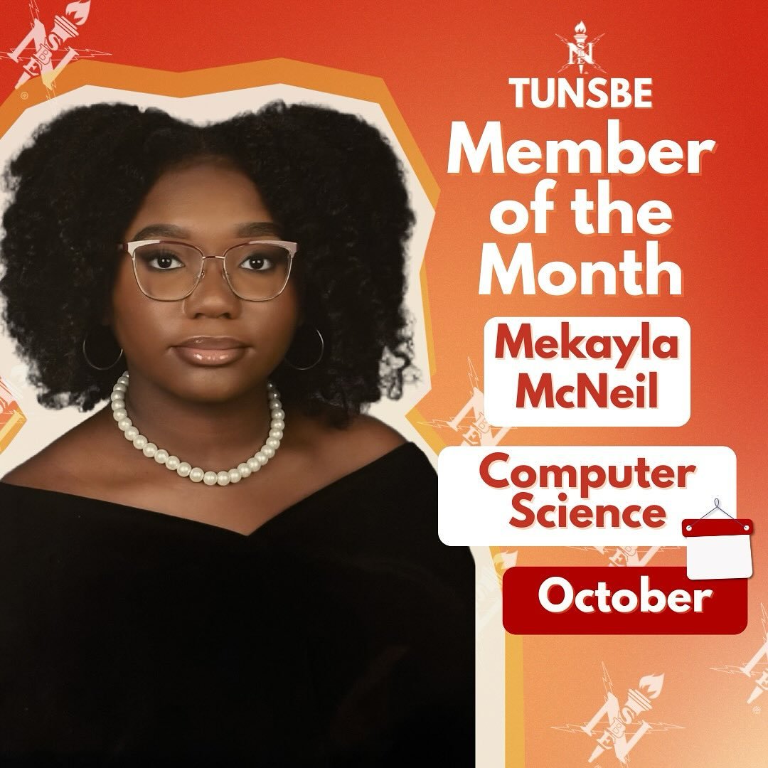 Congratulations to our NSBE Member of The Month!✨⚙️
.
.
.
.
.
#nsbe #tunsbe #nationalsocietyofblackengineers #nsbememberofthemonth #tuskegeeuniversity