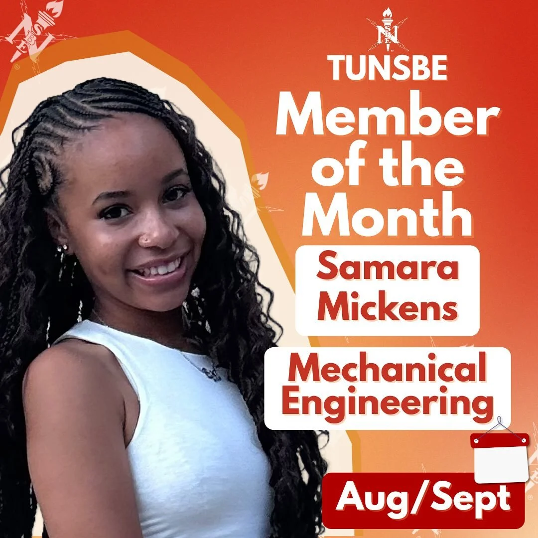 Congratulations to our TUNSBE Members of the Month!!🌟
.
.
.
.
.
#tunsbe #nationalsocietyofblackengineers #memberofthemonth #nsbememberofthemonth #tunsbememberofthemonth #tuskegeeuniversity