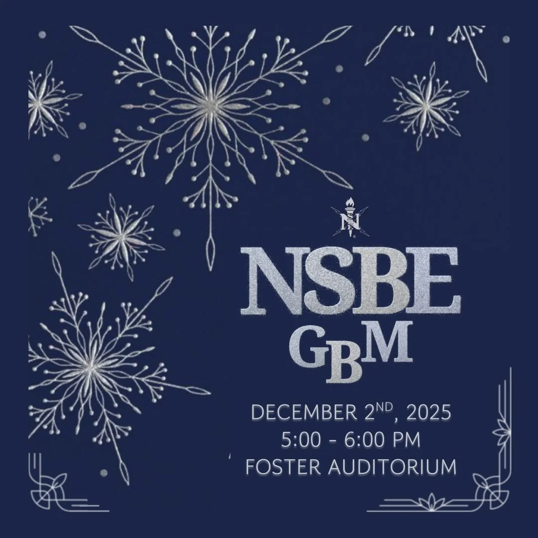 Come join us for our last General Body Meeting of the semester!❄️
.
.
Location: Foster Auditorium 
Time: 5:00 - 6:00 PM
Date: 12/02/25
.
.
.
#nsbe #nationalsocietyofblackengineers #tunsbe #tuskegeeuniversity