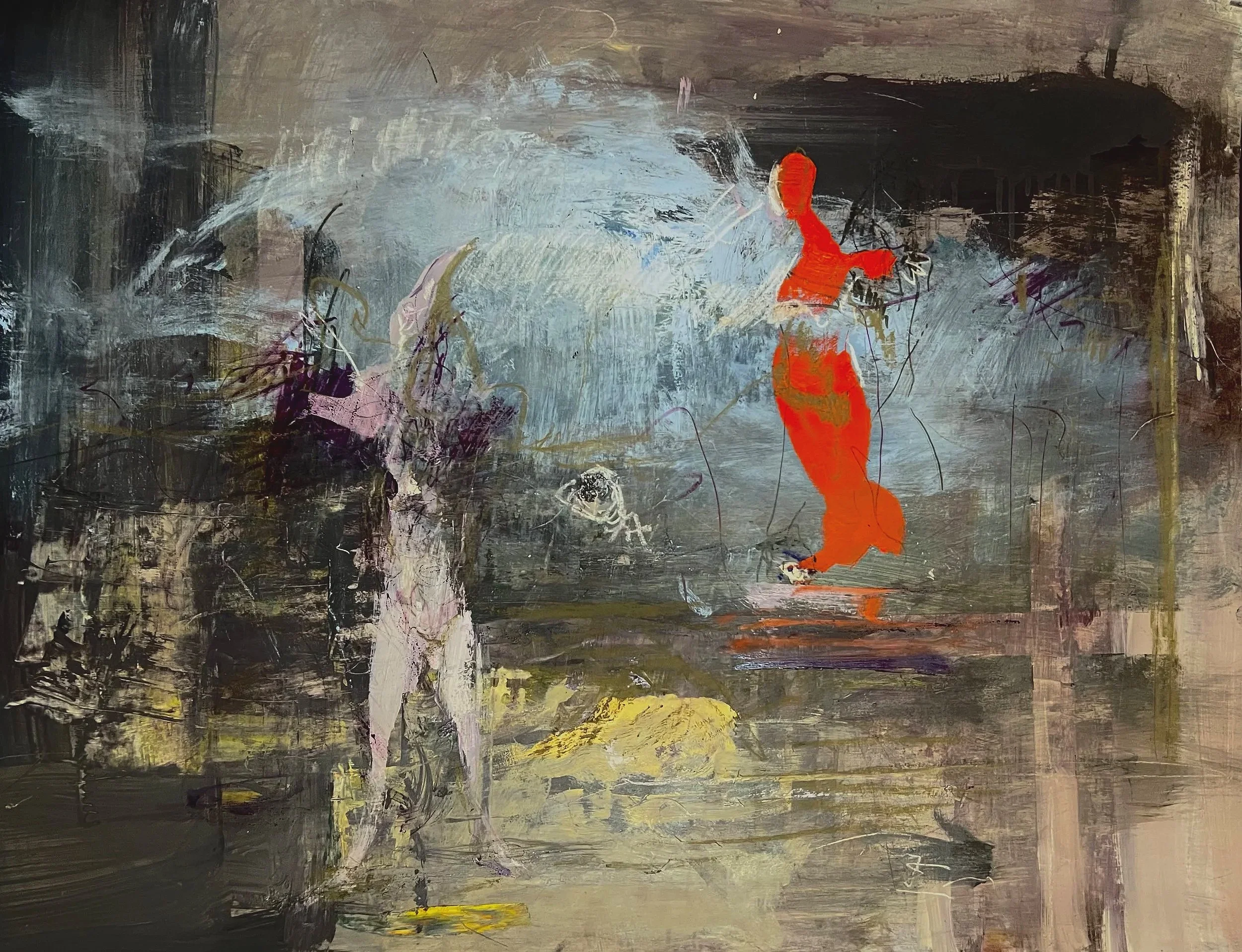 Faust as Birdman, mixed media on paper, 32x46"