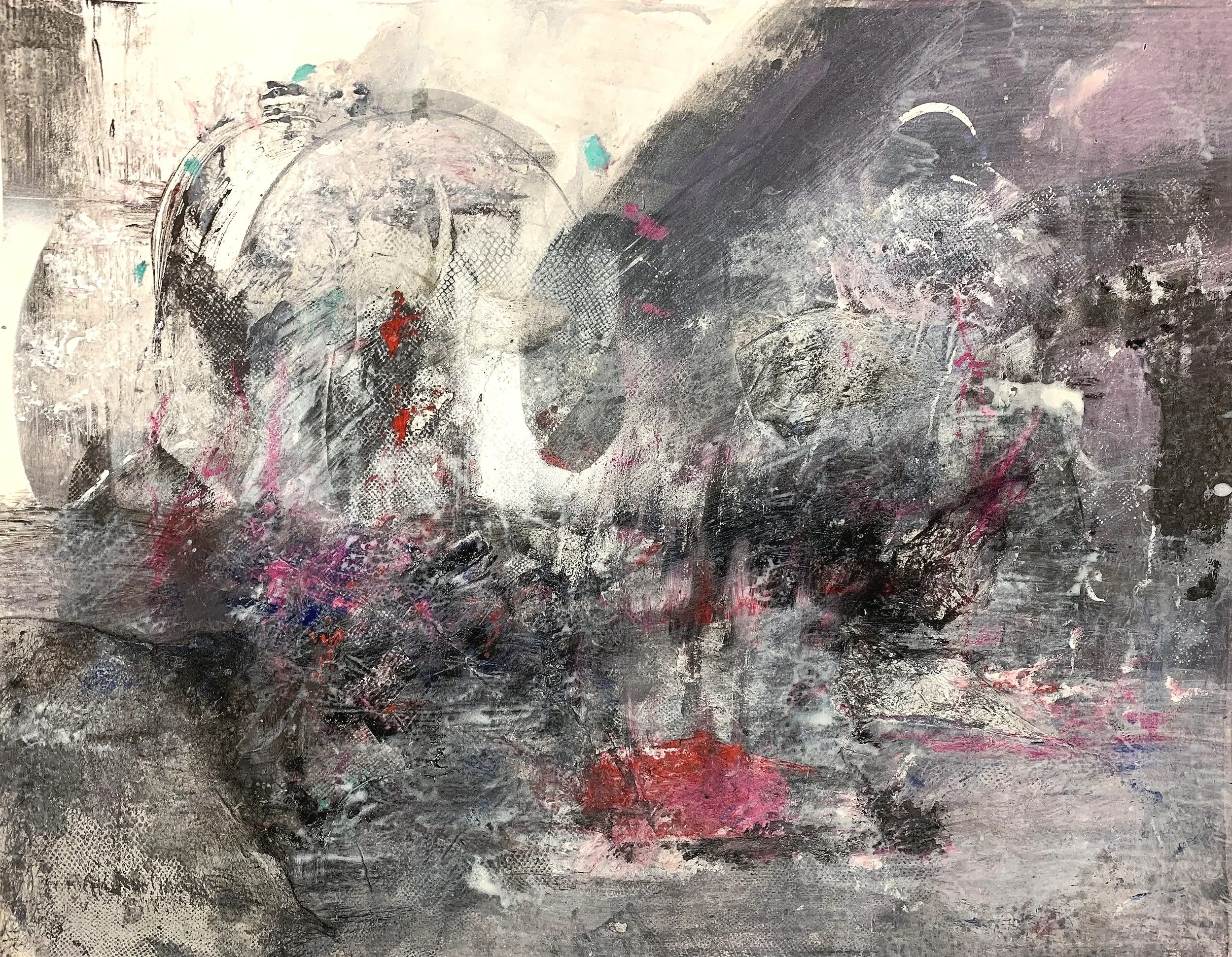Habitus Solemnis, mixed media on paper, 24x38"